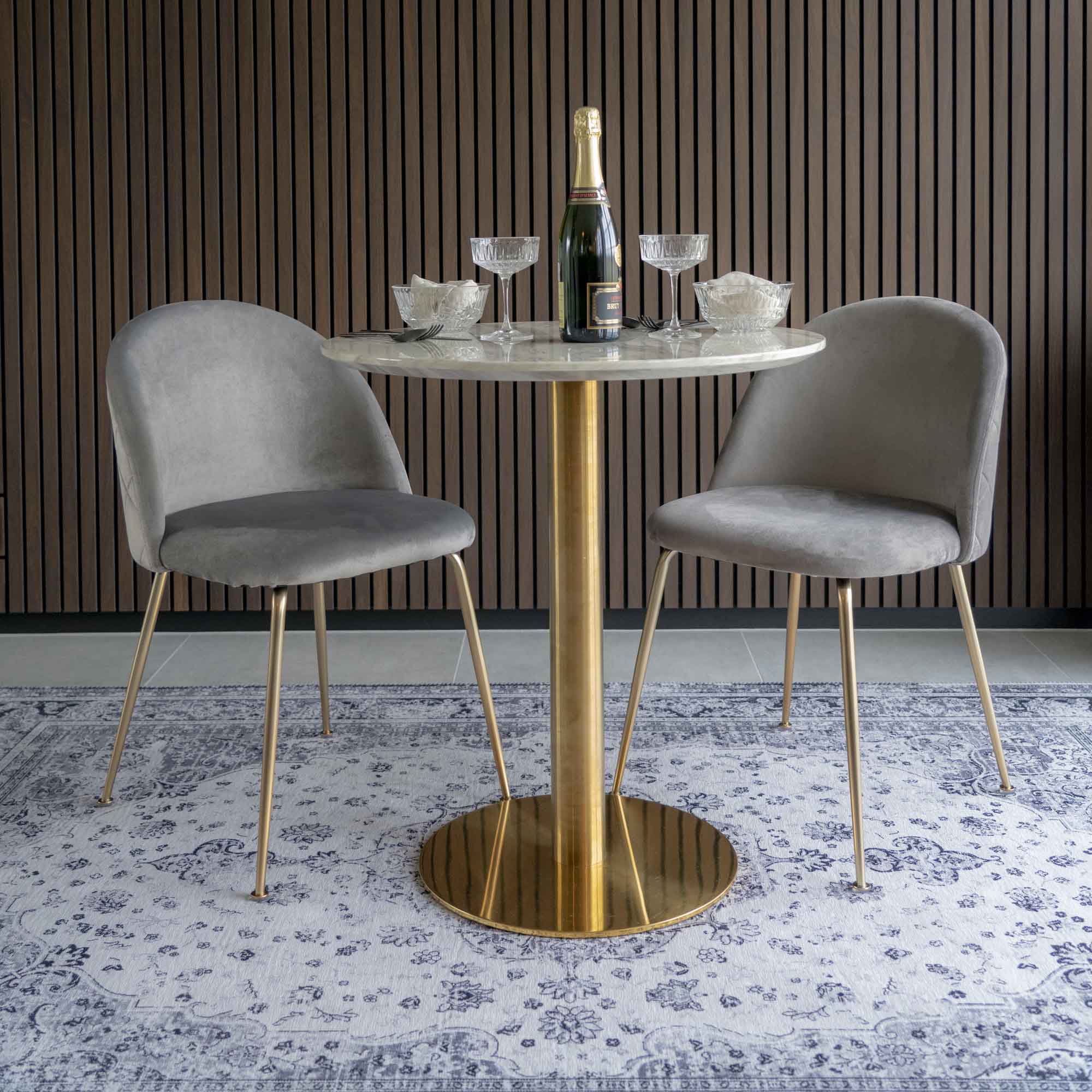 Chaise Geneve velours gris laiton