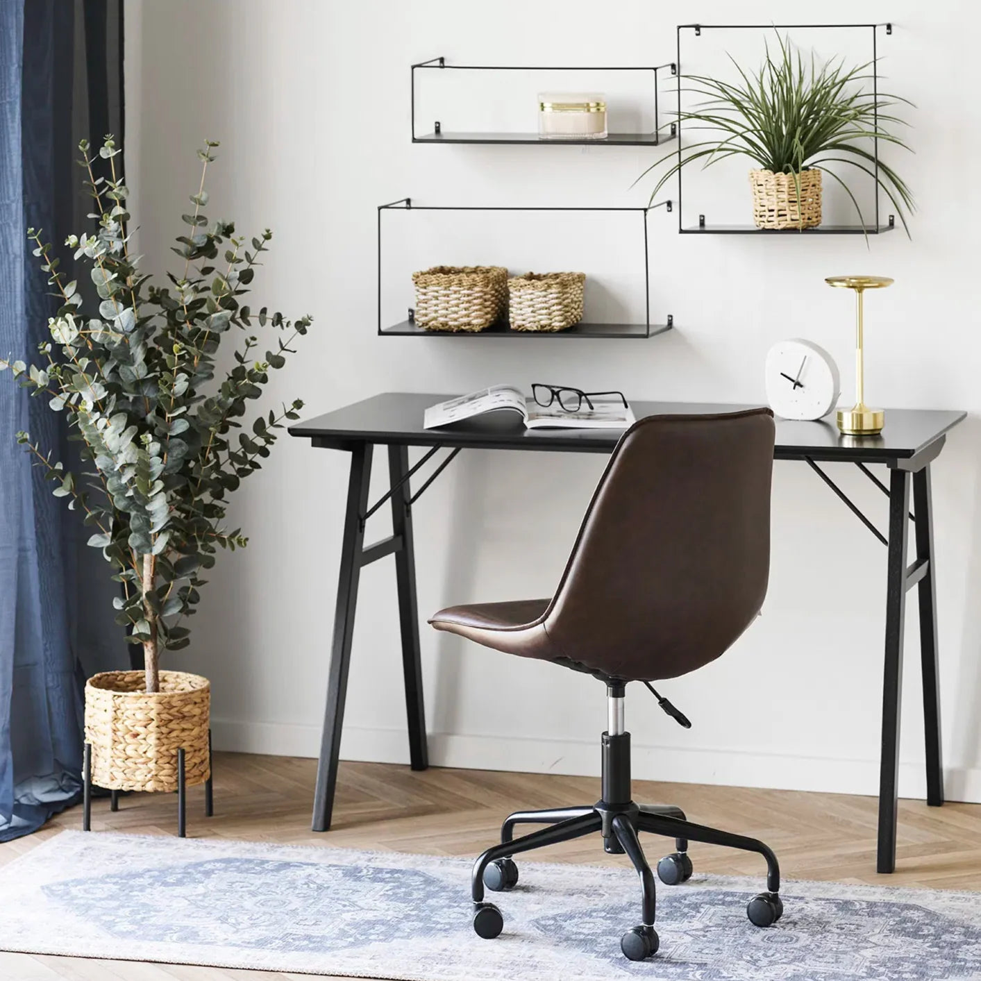 Chaise de bureau Monaco cuir brun