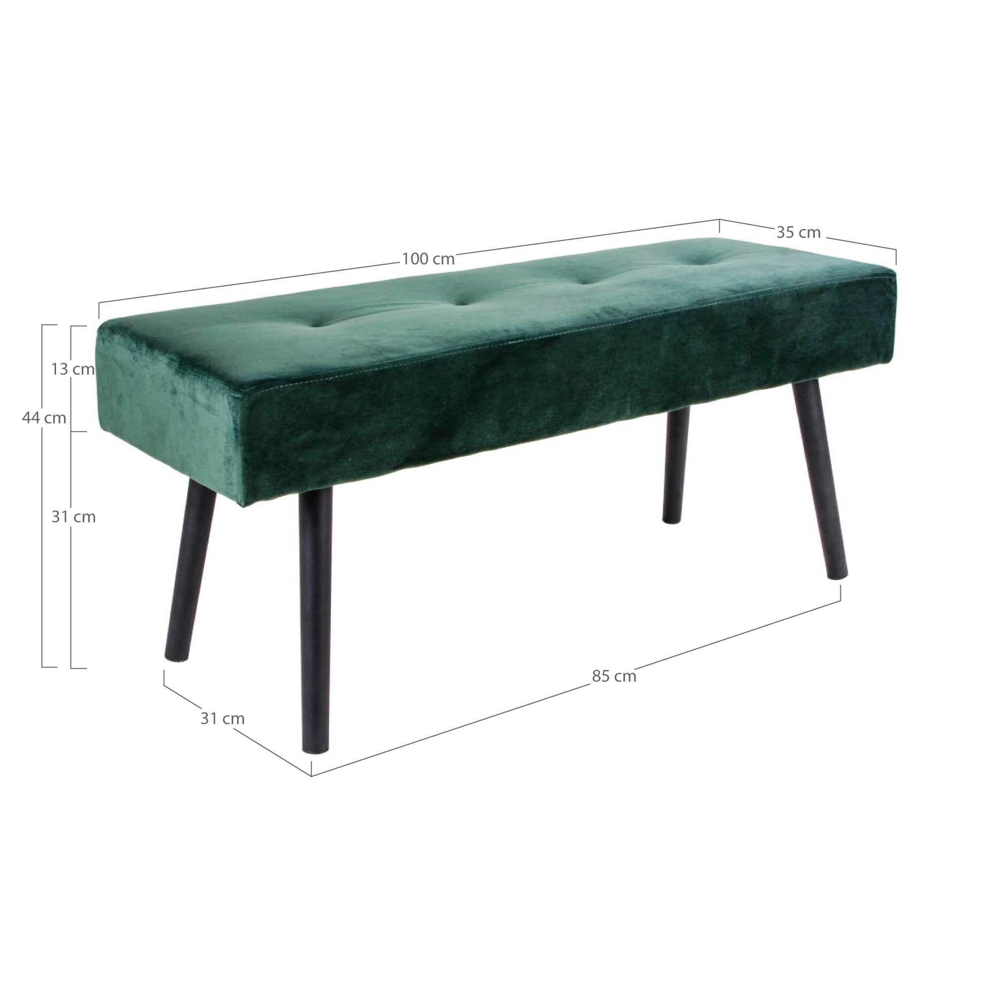 Banc Skiby velours vert foncé