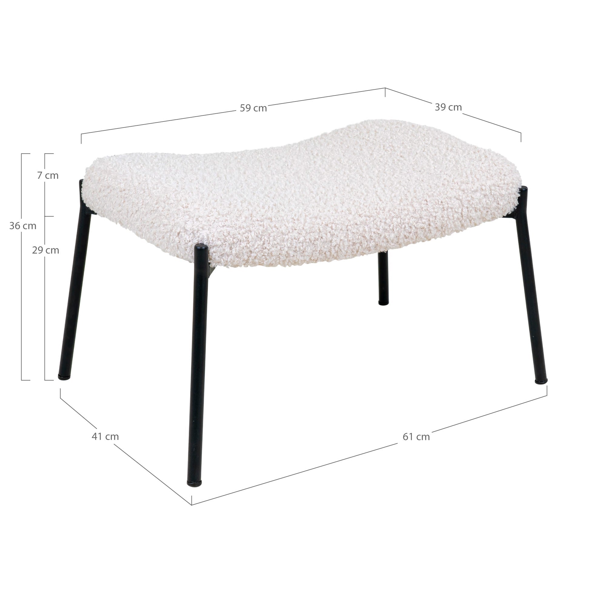 Repose-Pieds Glasgow Blanc Teddy