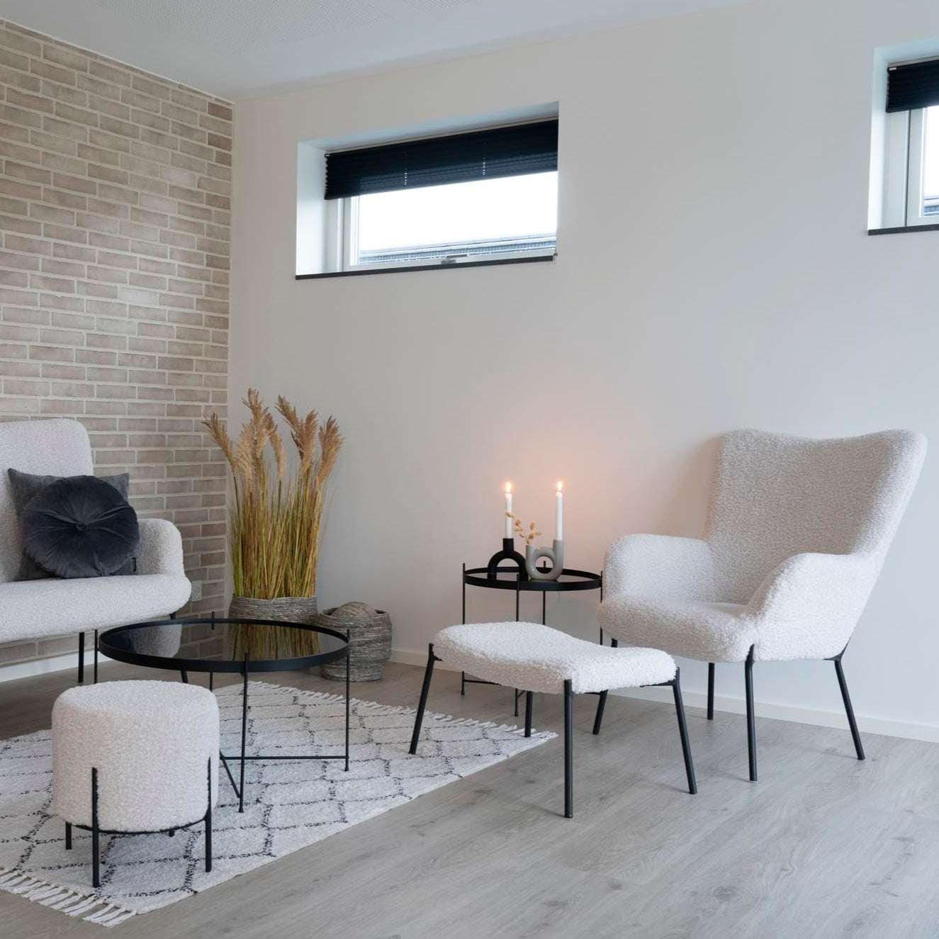 Repose-Pieds Glasgow Blanc Teddy