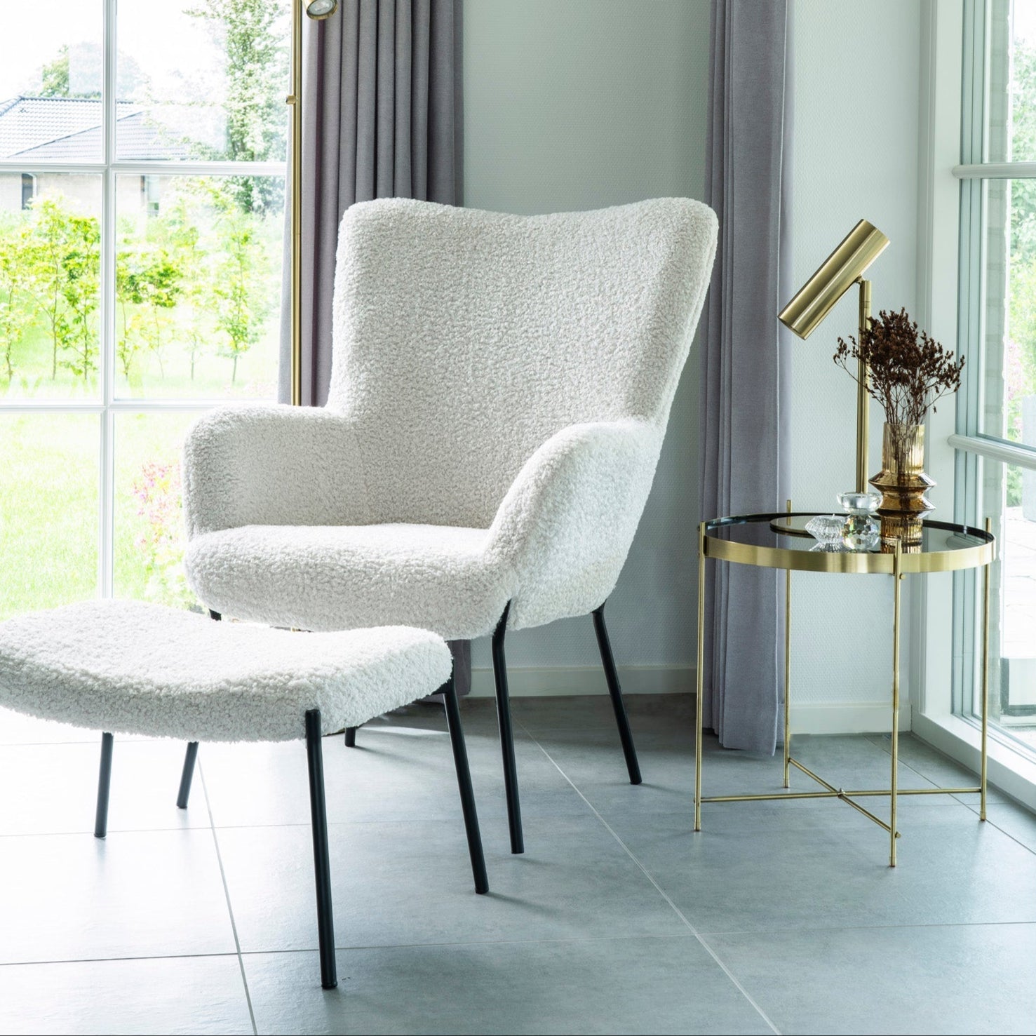 Repose-Pieds Glasgow Blanc Teddy