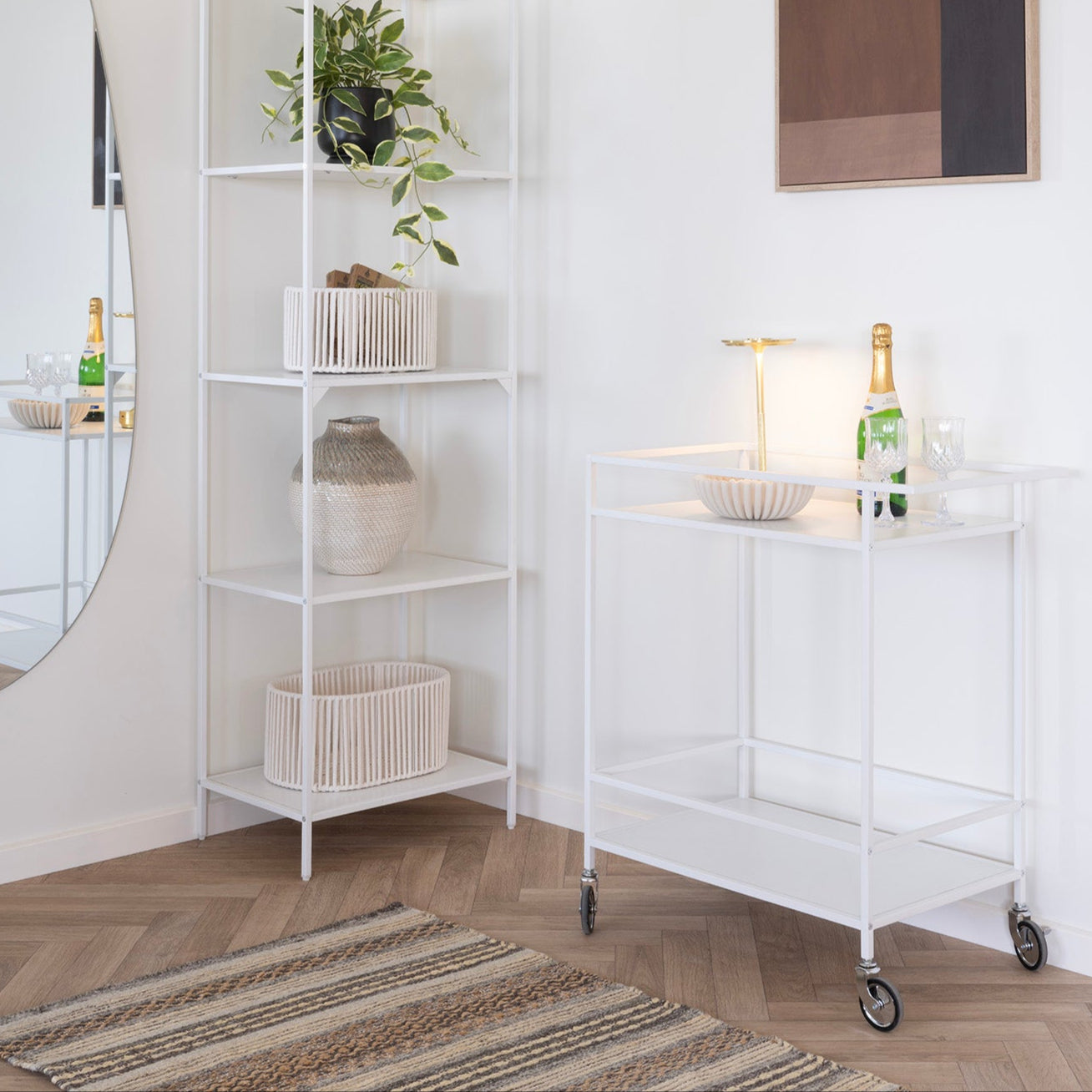 Chariot de bar Vita blanc