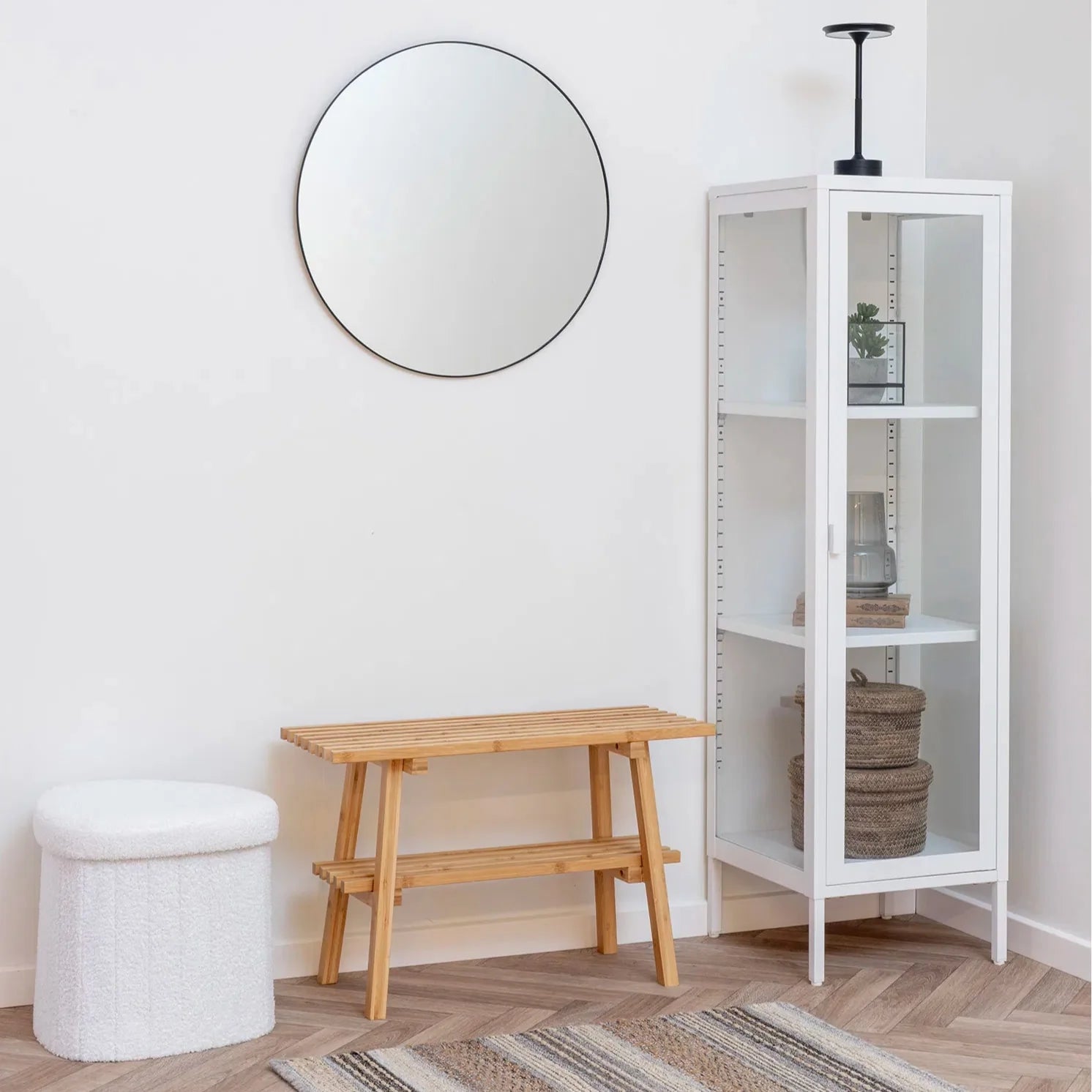 Cabinet vitrine étroit Brisbane blanc