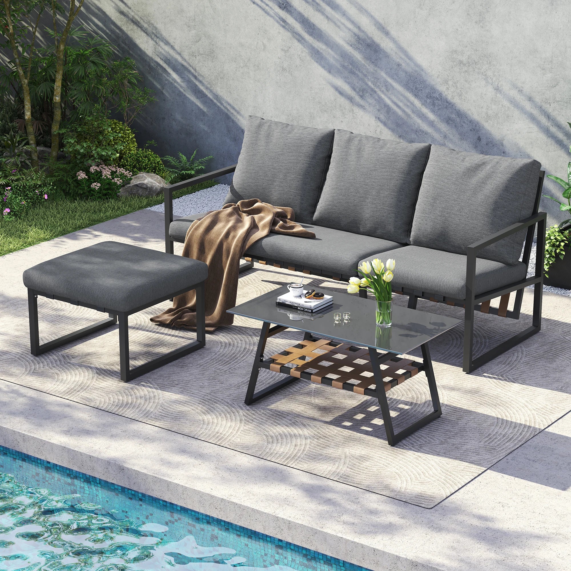 Ensemble de Mobilier de Jardin avec Canapé d'Angle