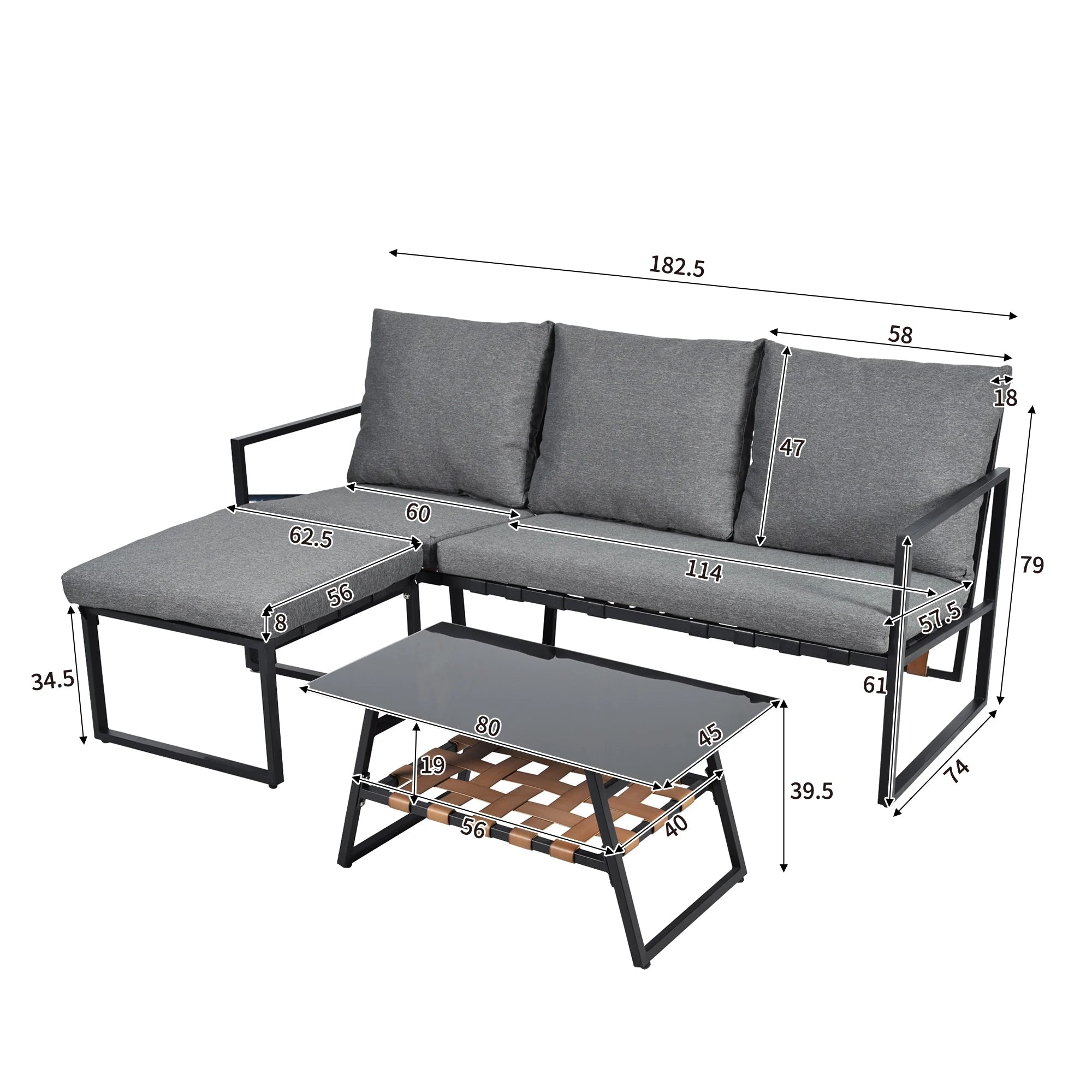 Ensemble de Mobilier de Jardin avec Canapé d'Angle