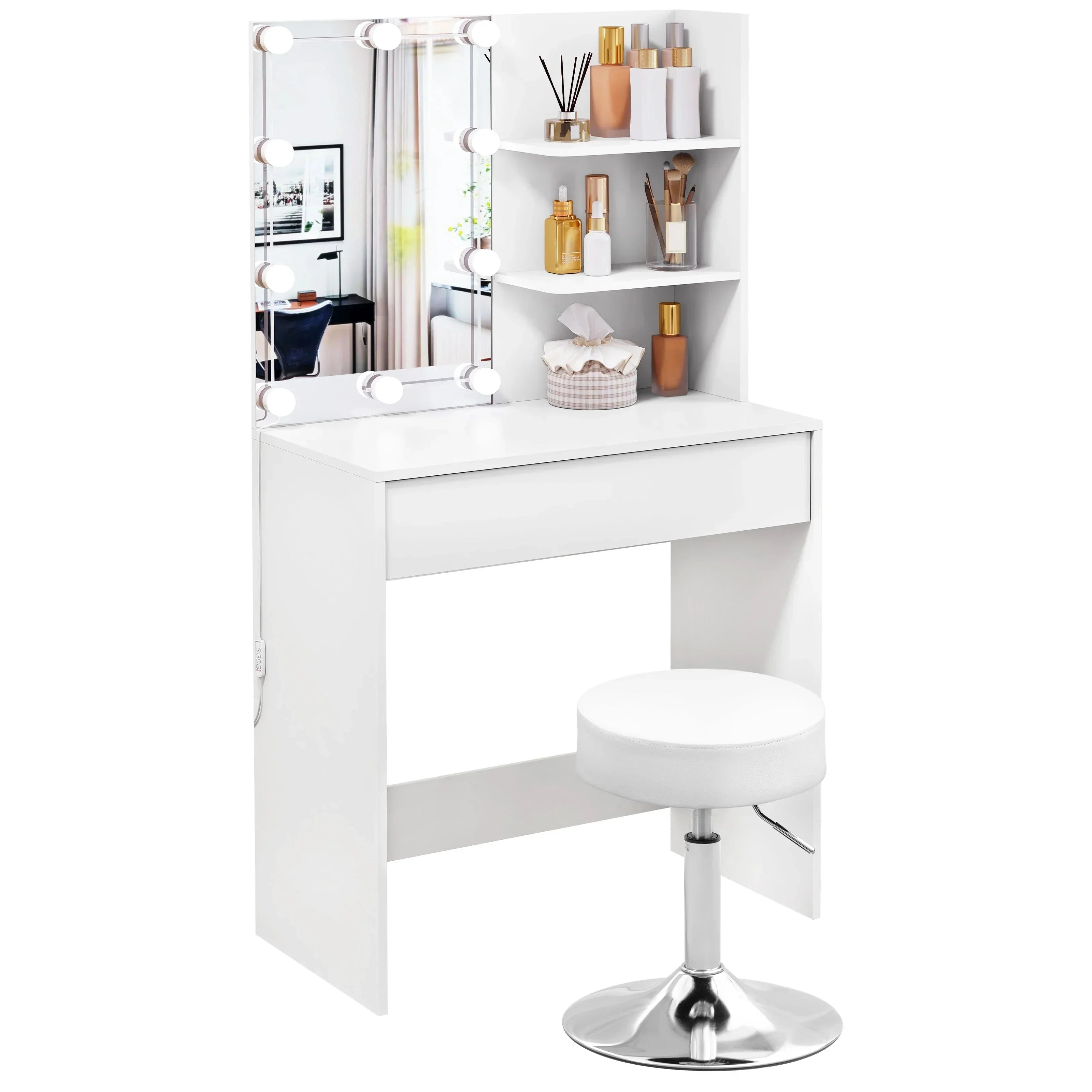 Coiffeuse Bella avec miroir LED ElleVitals