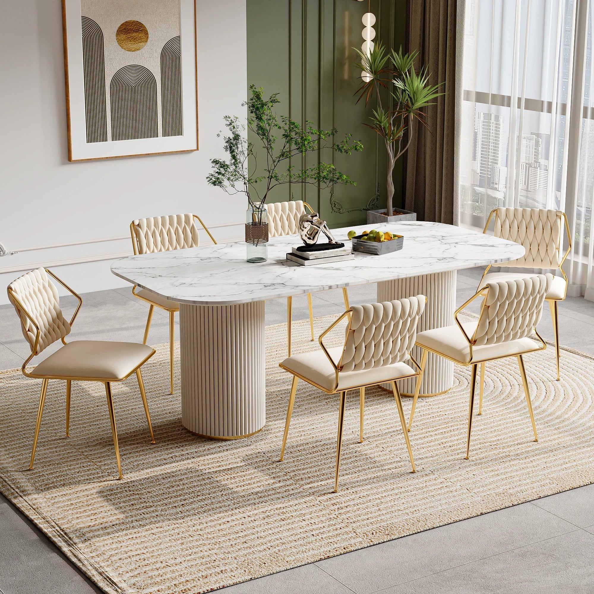 Lot de chaises en velours et métal doré ElleVitals
