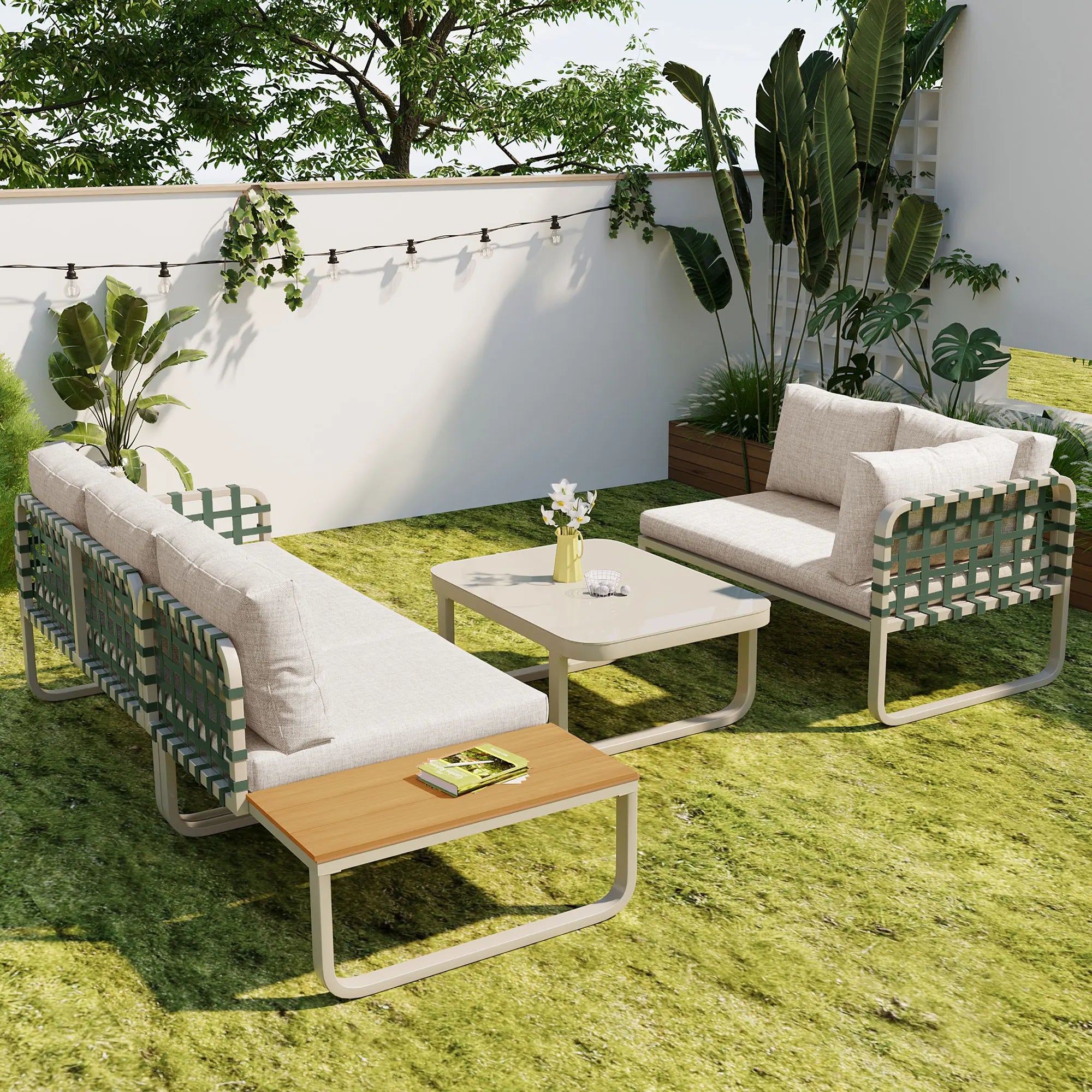 Gartenmöbel aus Metall und Rattan