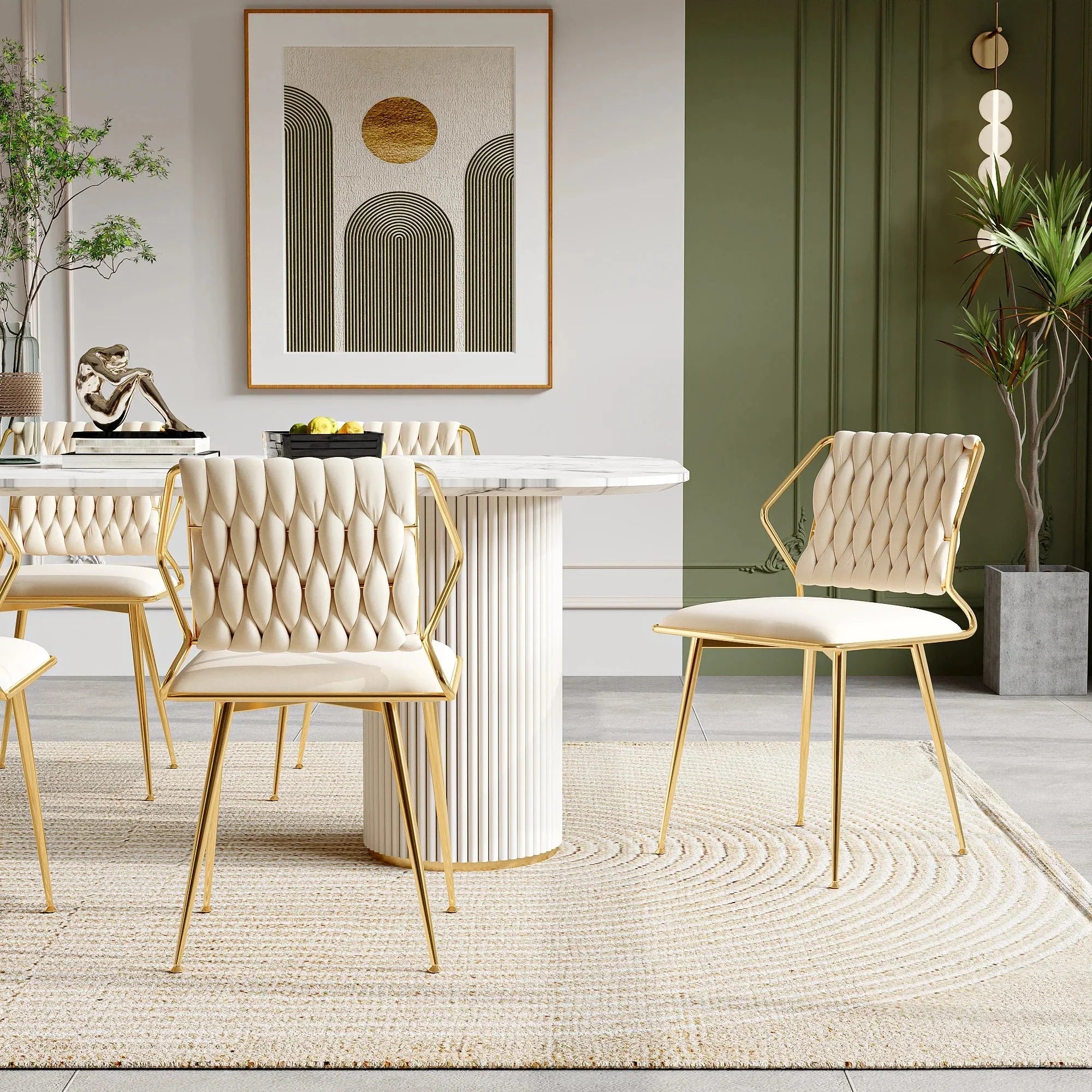 Lot de chaises en velours et métal doré ElleVitals