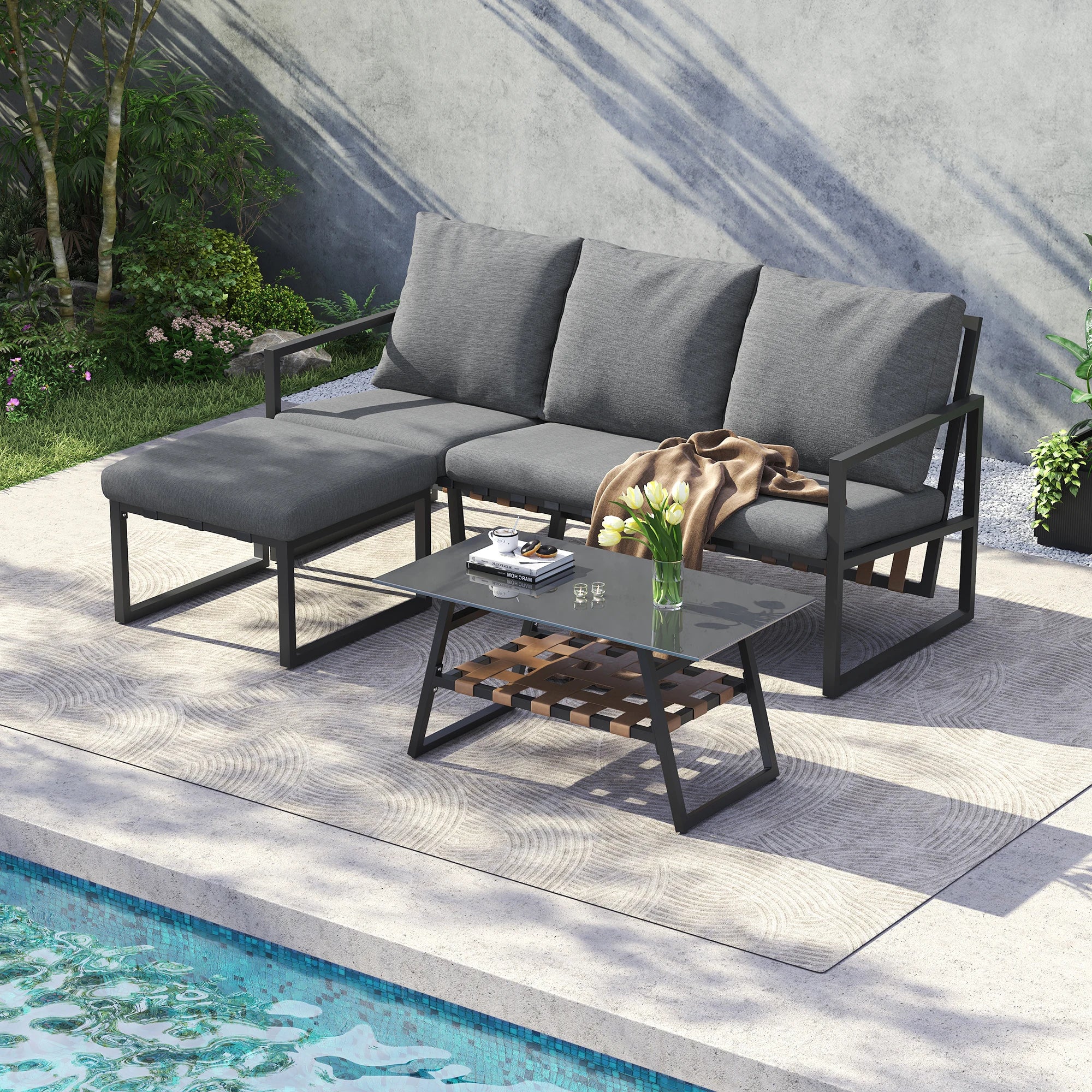 Ensemble de Mobilier de Jardin avec Canapé d'Angle