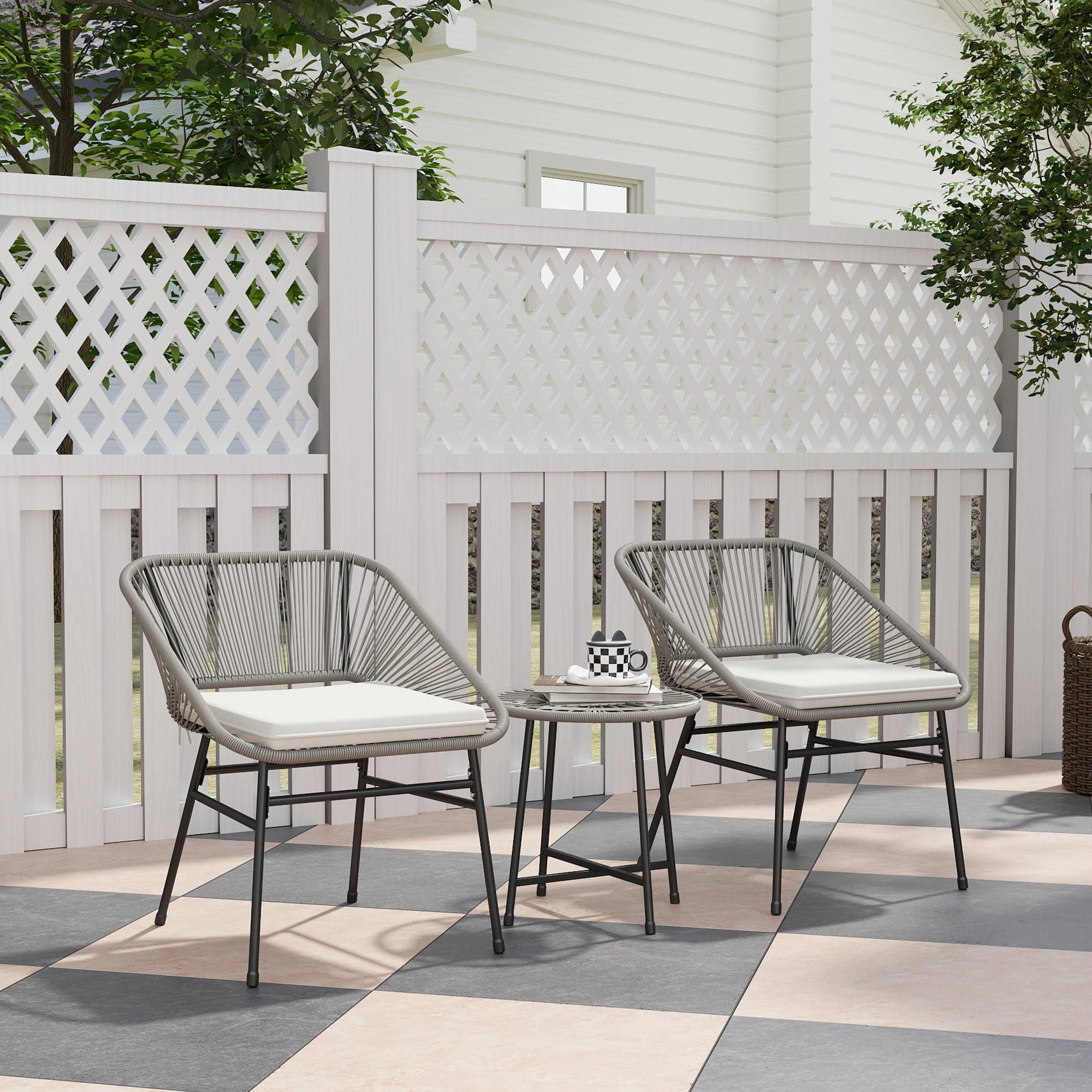 Salon de jardin compact 3 pièces