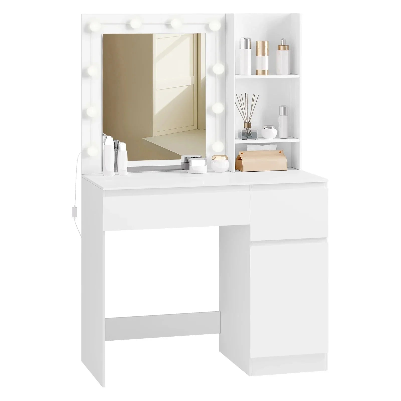 Coiffeuse Lustreia avec miroir LED ElleVitals