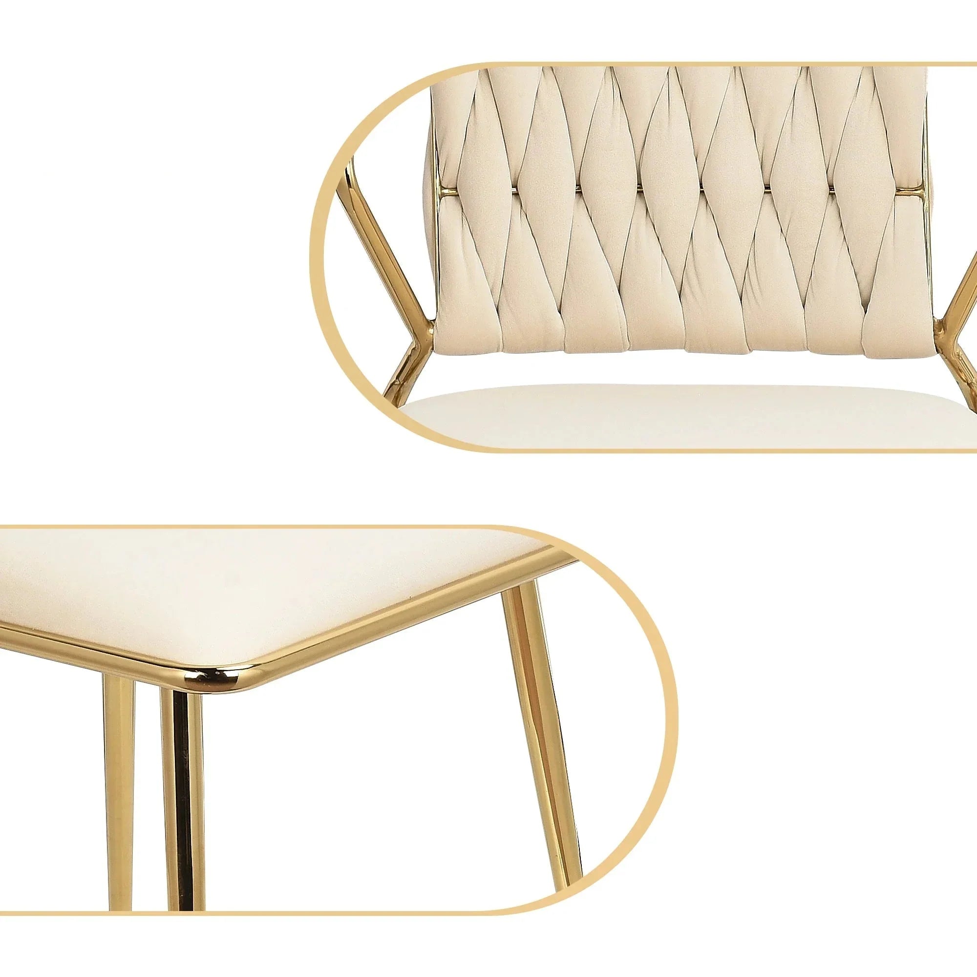Lot de chaises en velours et métal doré ElleVitals
