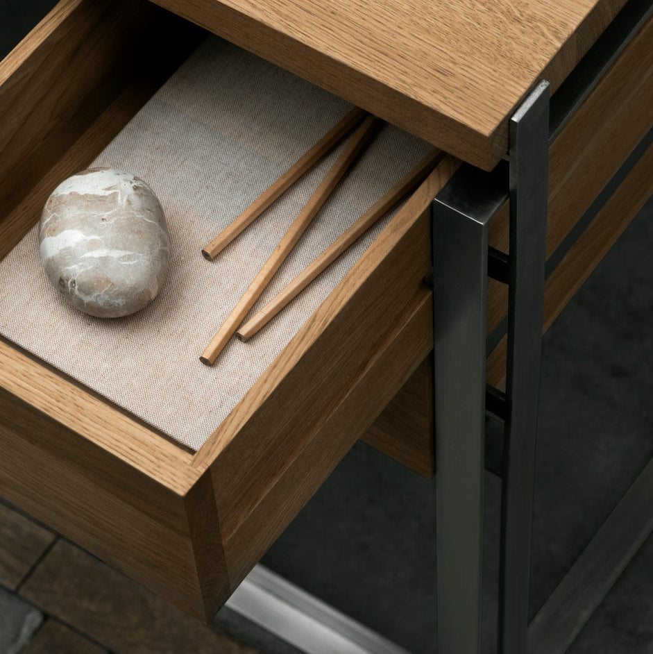 Bureau Outline en chêne et acier inoxydable