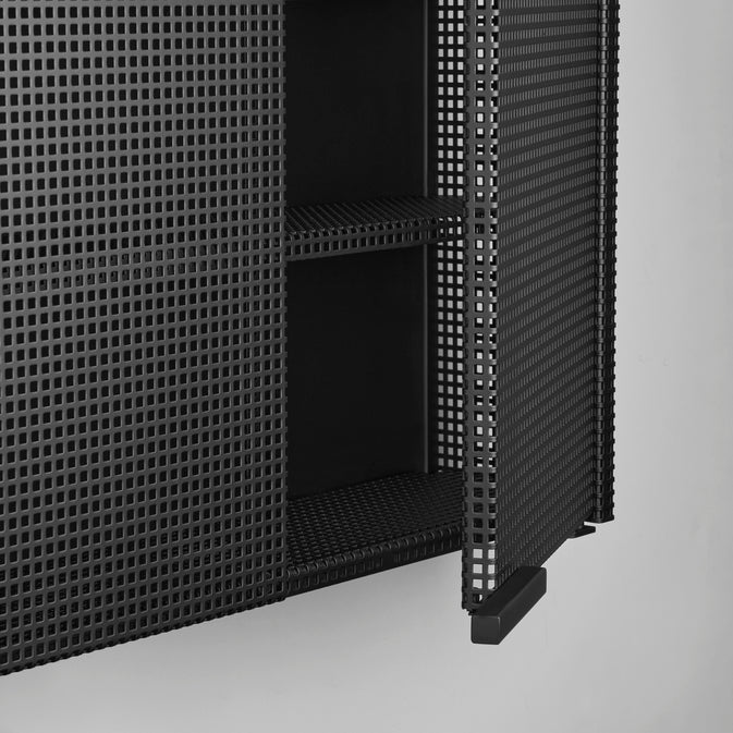 Meuble mural Grid noir en acier perforé