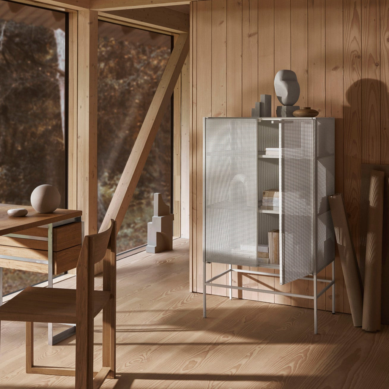 Cabinet Grid en acier beige
