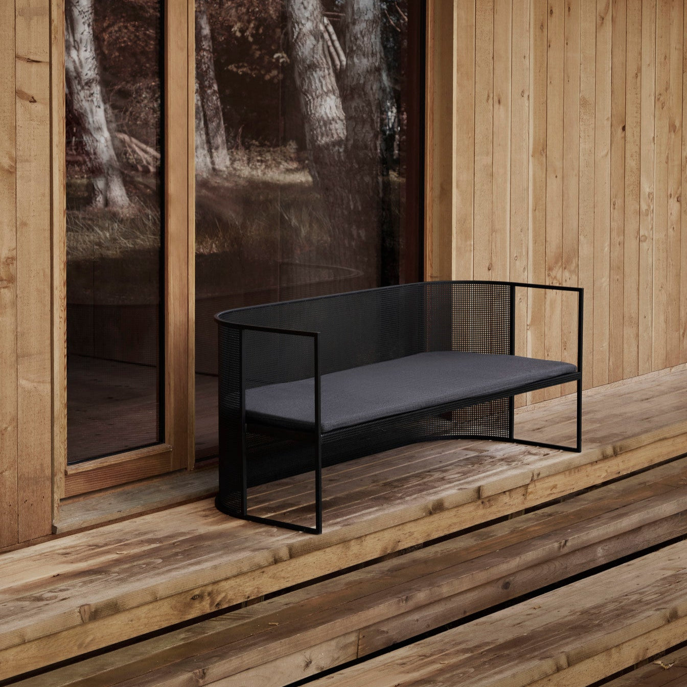 Banc lounge Bauhaus en acier noir