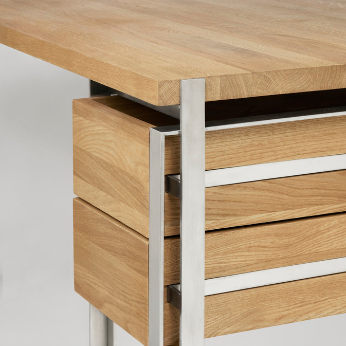 Bureau Outline en chêne et acier inoxydable