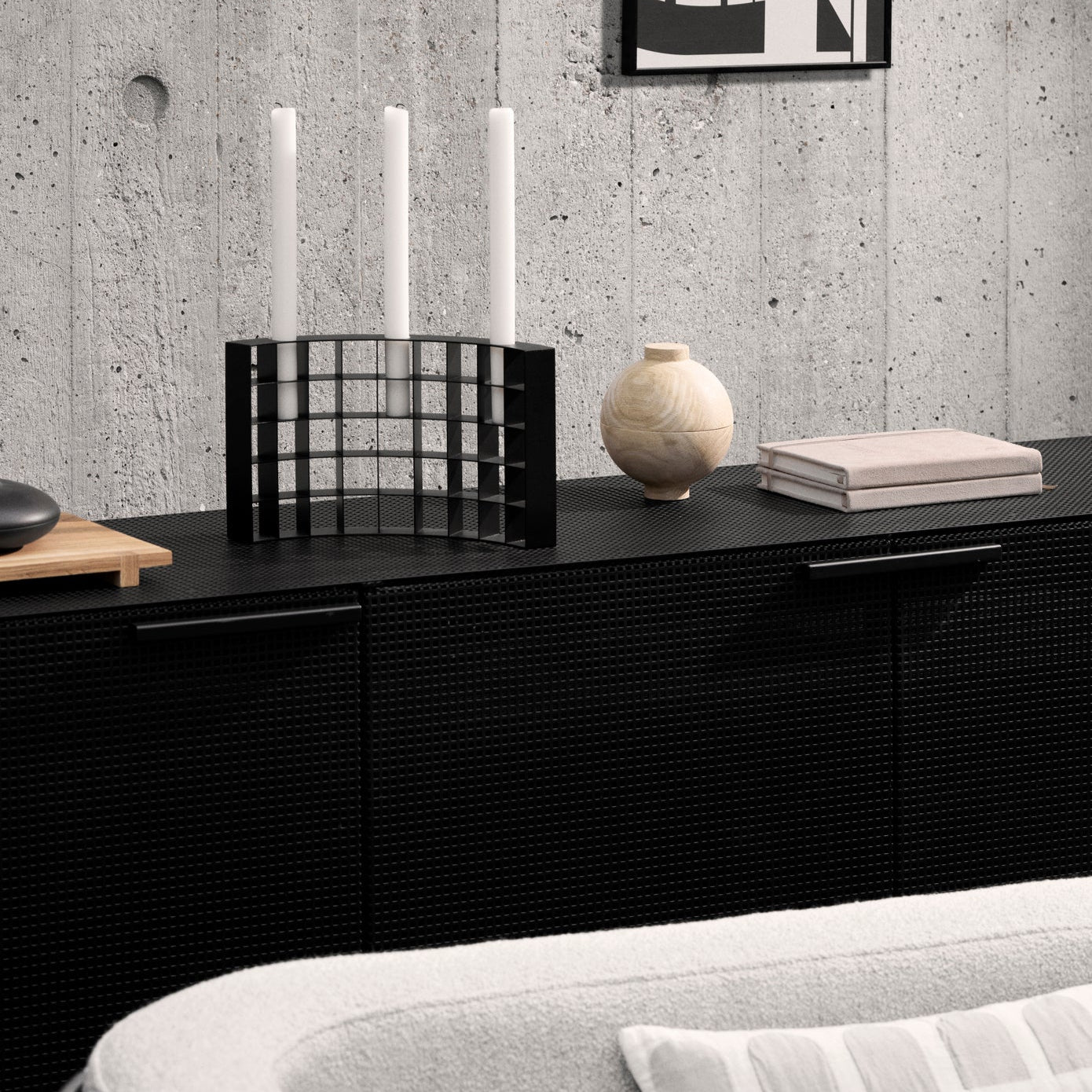 Sideboard Grid en acier noir