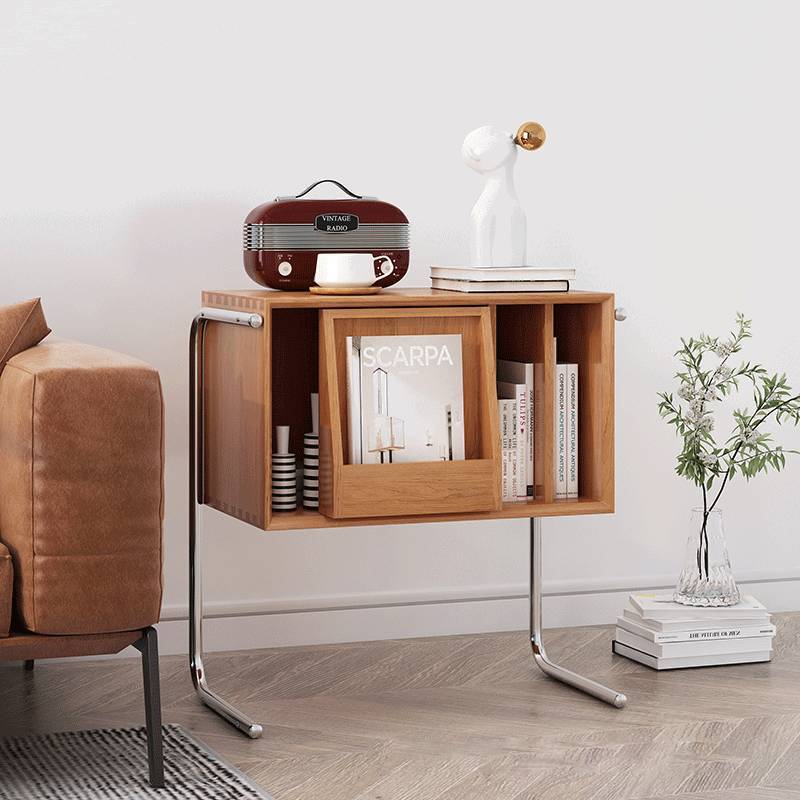 Meuble bas design rétro en bois courbé