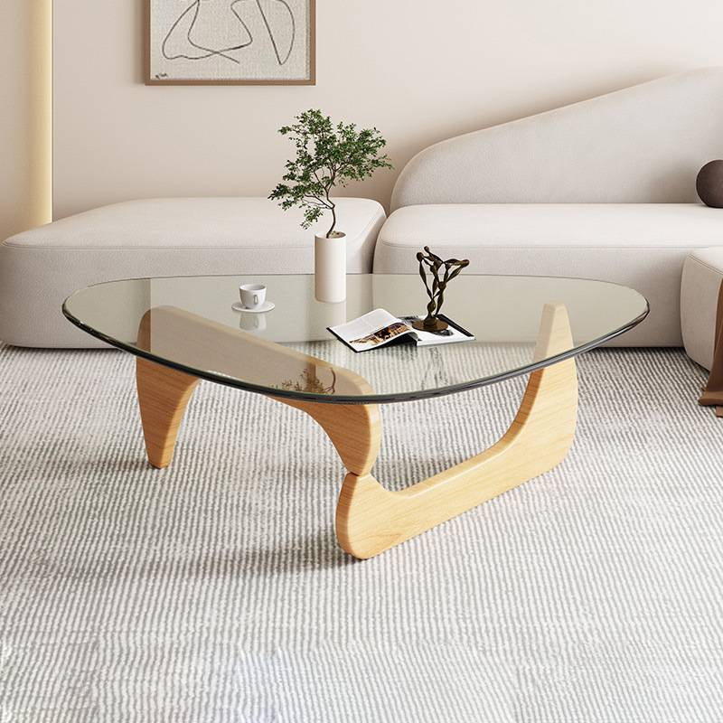 Designer-Couchtisch aus Glas und Holz