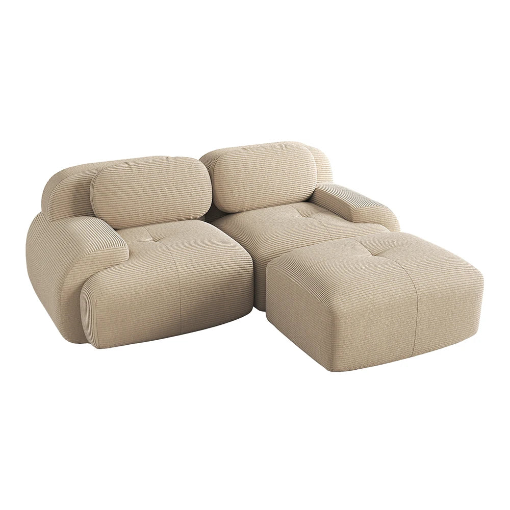 Canapé d’angle modulable en tissu côtelé
