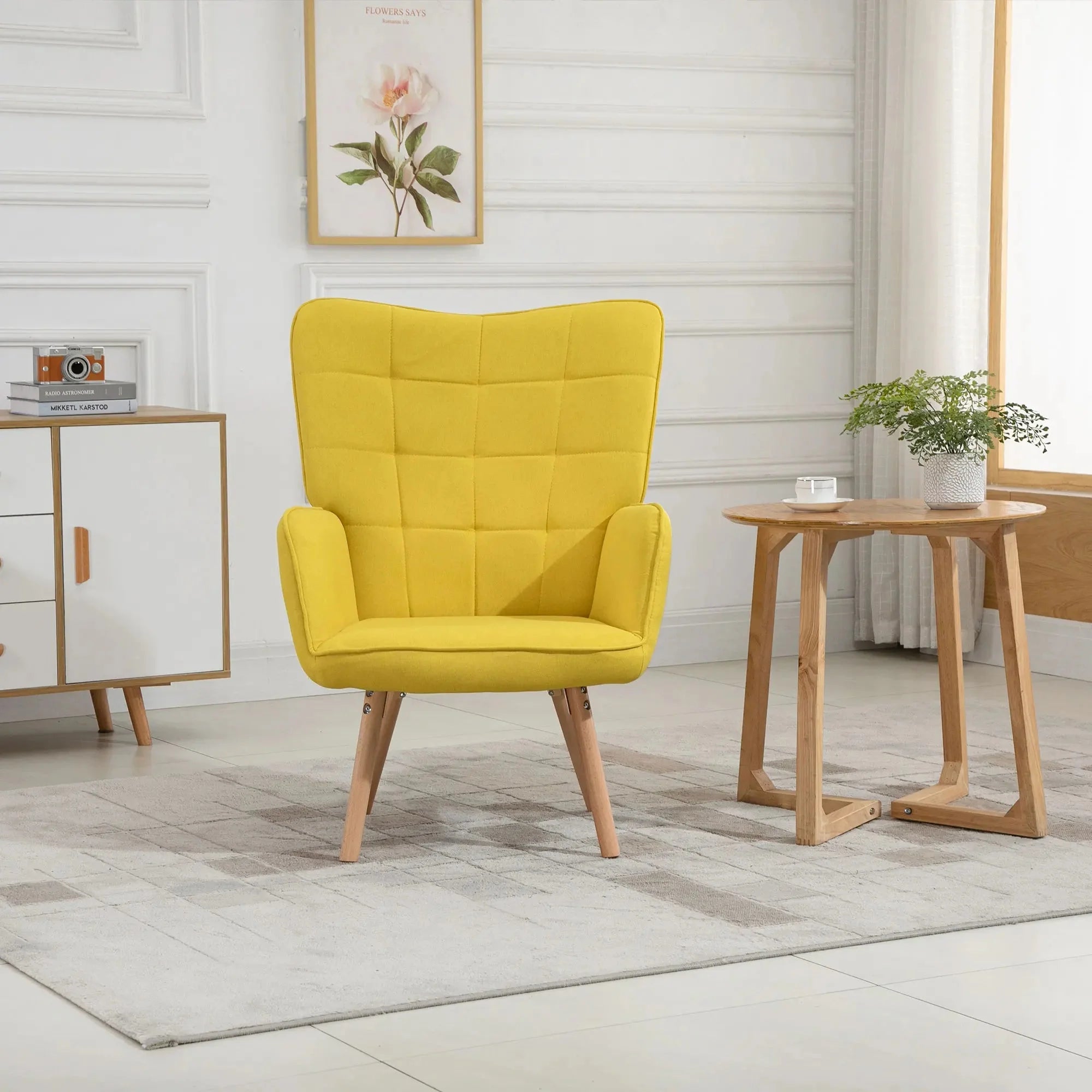Fauteuil lounge jaune dossier haut ElleVitals