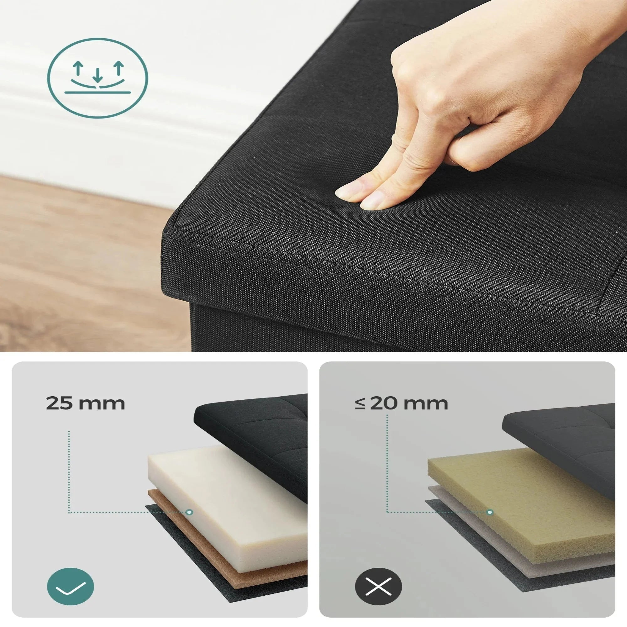 Banc pliable en tissu avec rangement ElleVitals