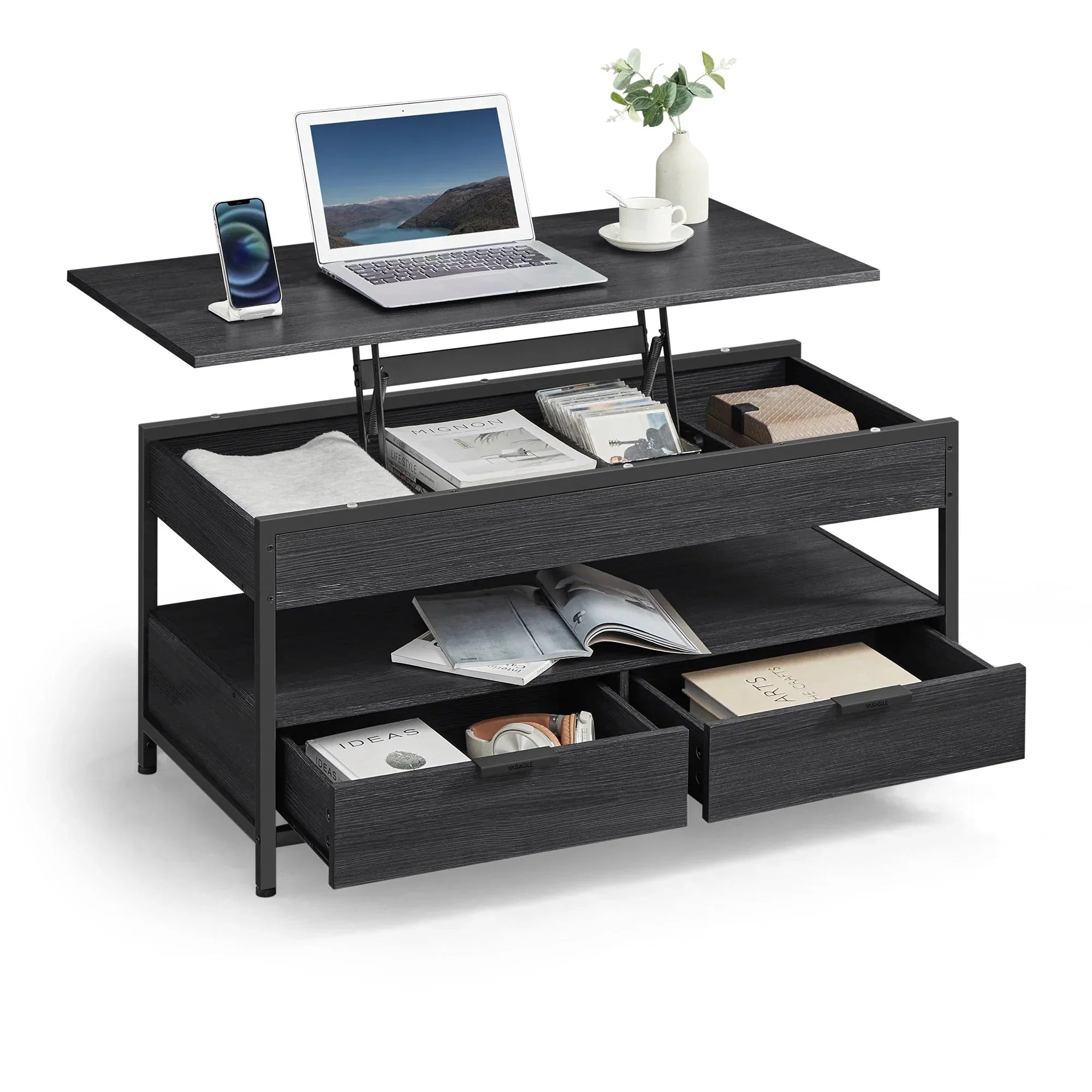 Table basse avec plateau relevable et tiroirs ElleVitals