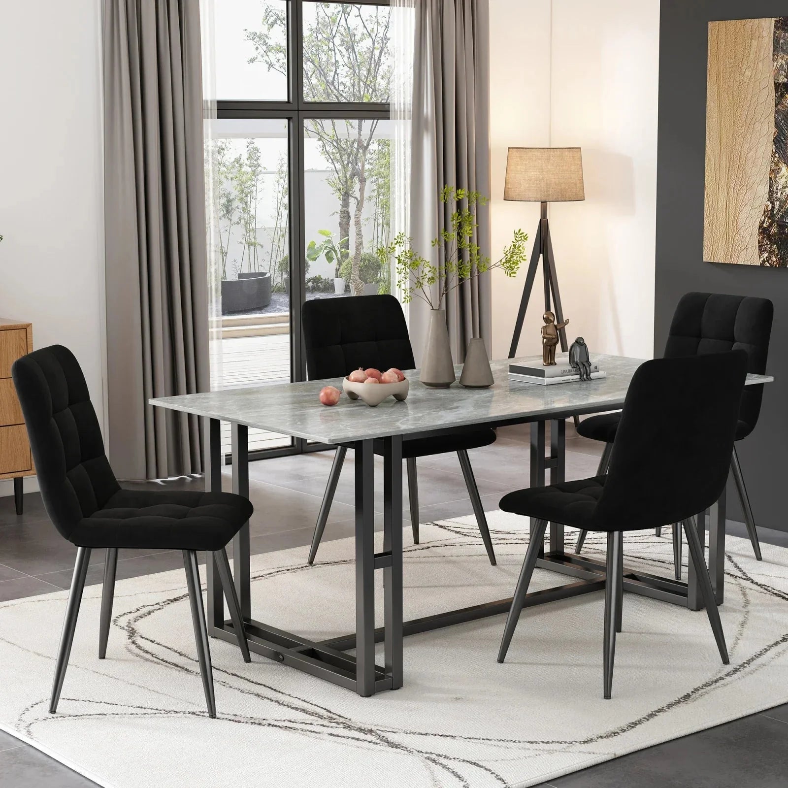 Lot de chaises en velours et métal ElleVitals