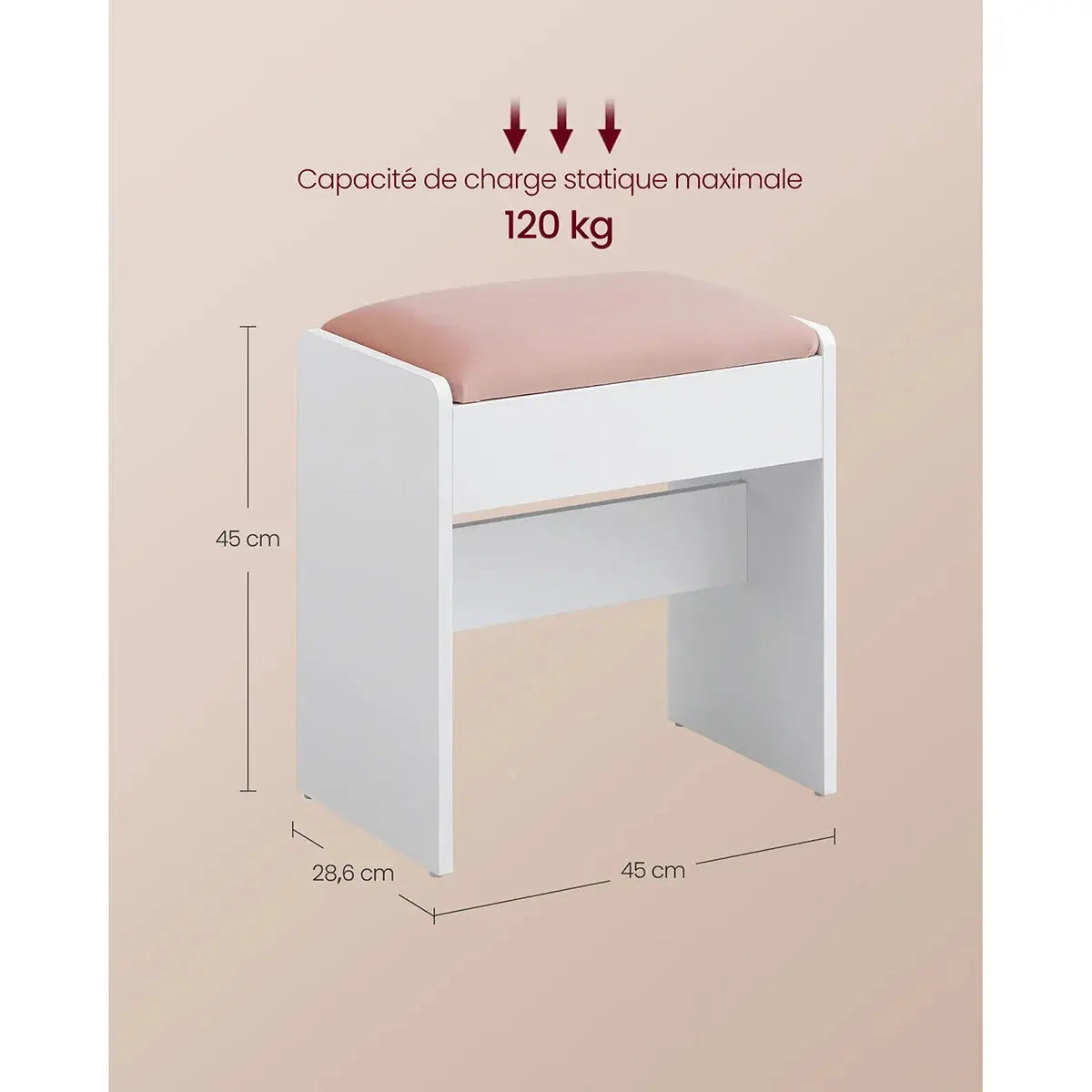 Tabouret en velours avec assise rembourrée ElleVitals