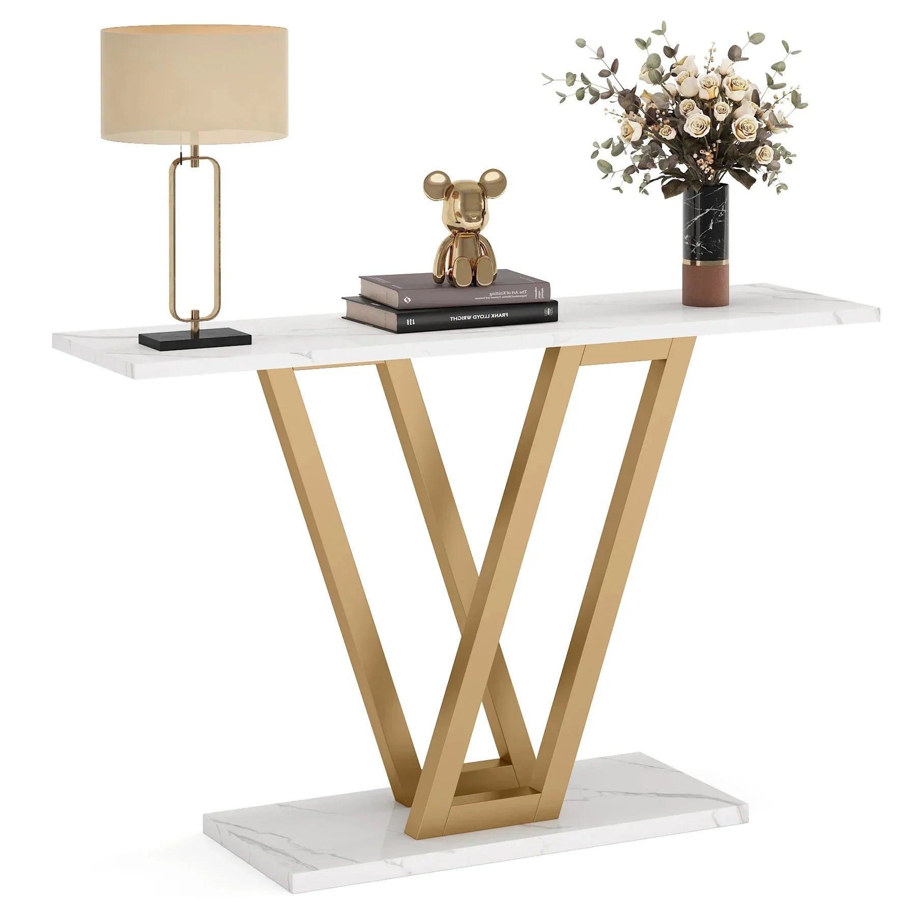 Console pieds en V bois et métal ElleVitals