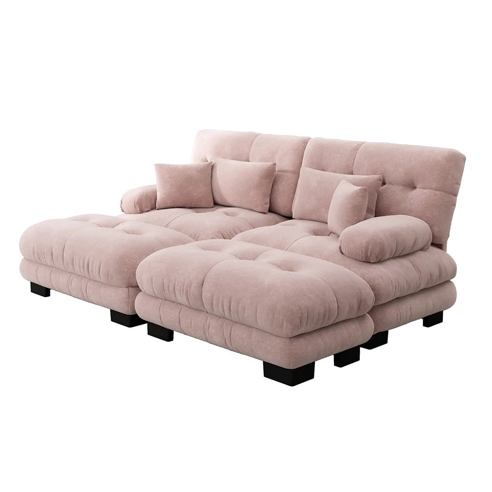 Canapé double en chenille avec pouf