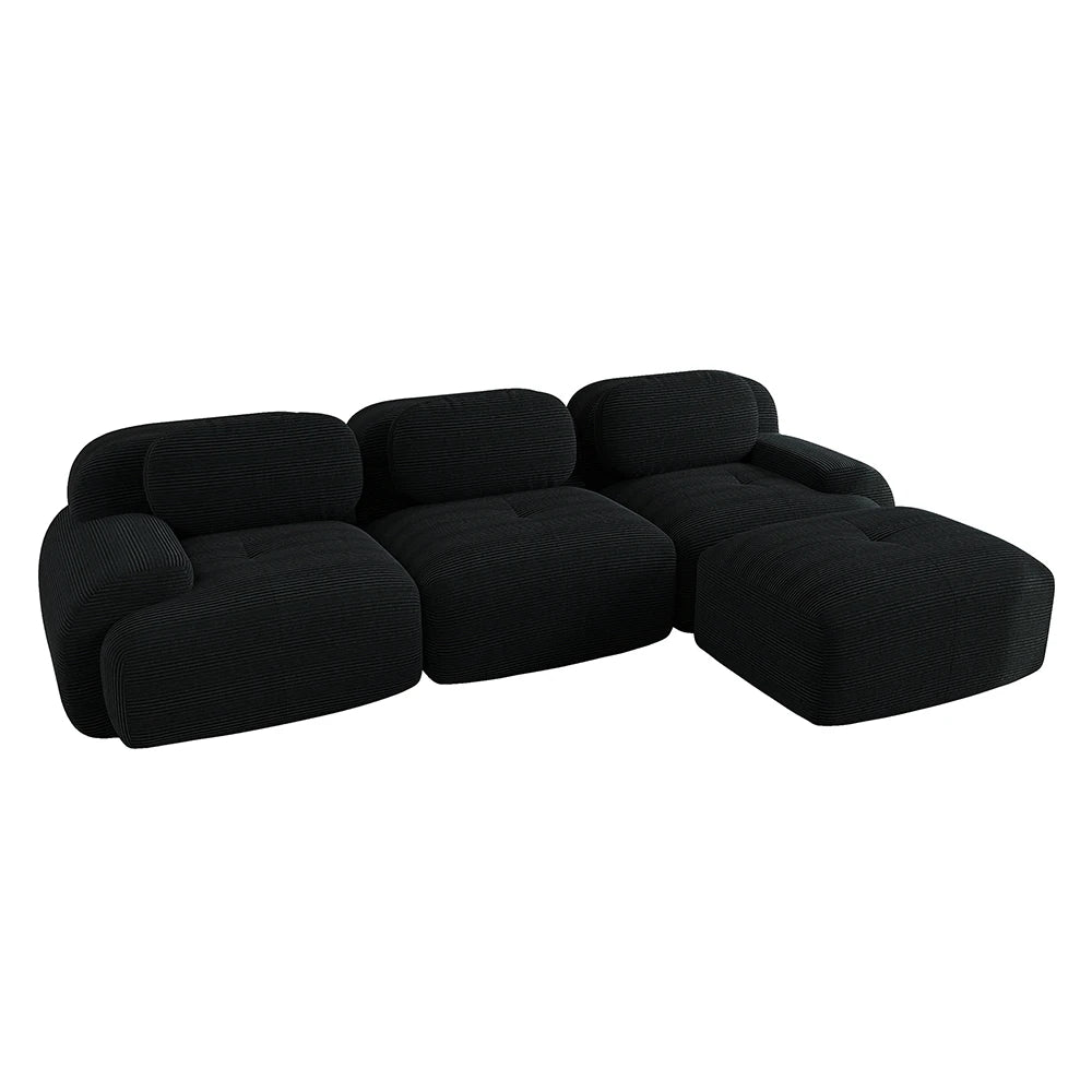 Canapé d’angle modulable en tissu côtelé