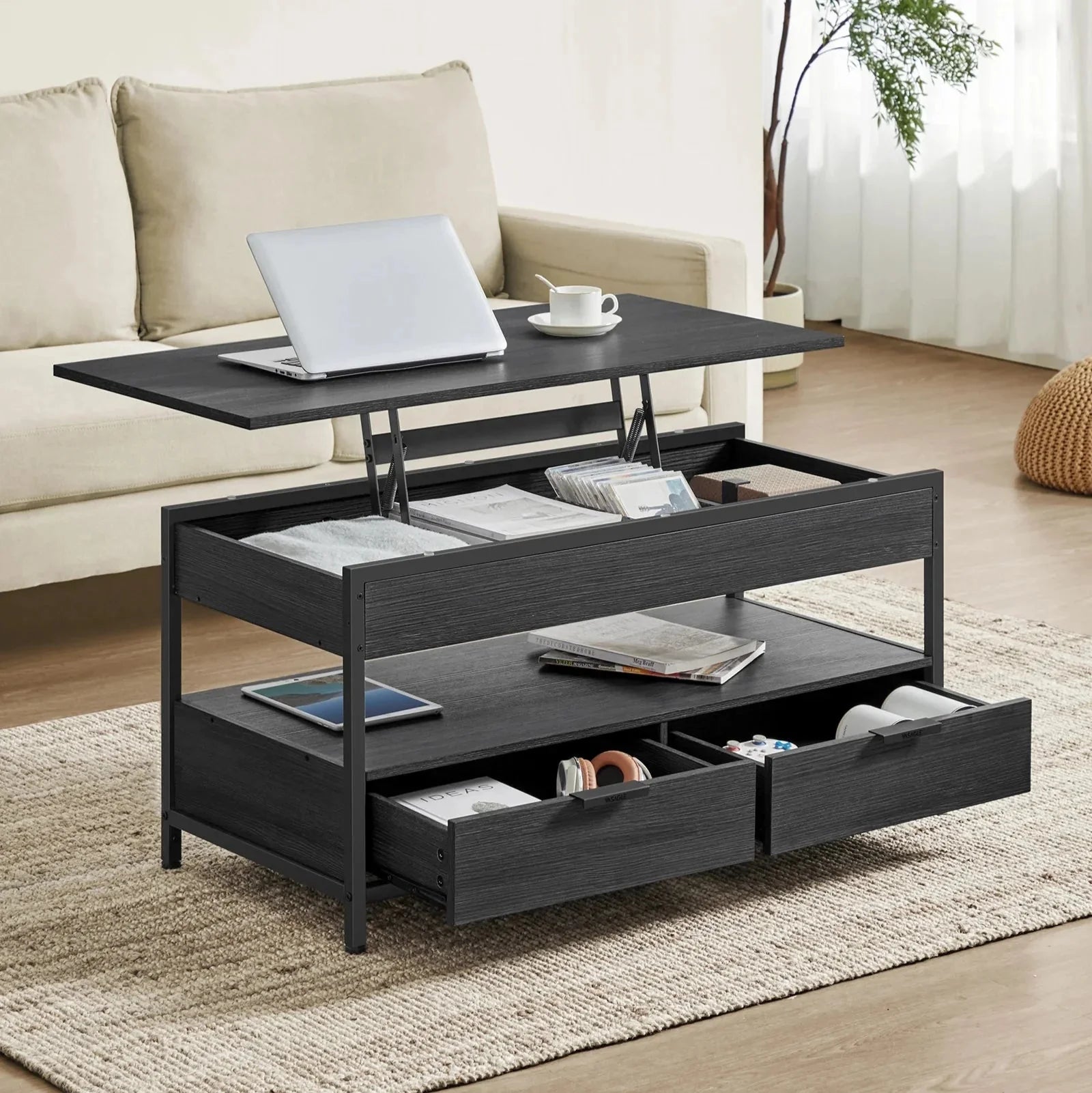 Table basse avec plateau relevable et tiroirs ElleVitals