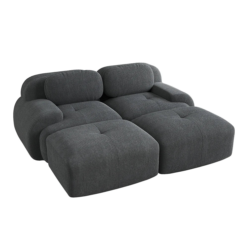 Canapé d’angle modulable en tissu côtelé
