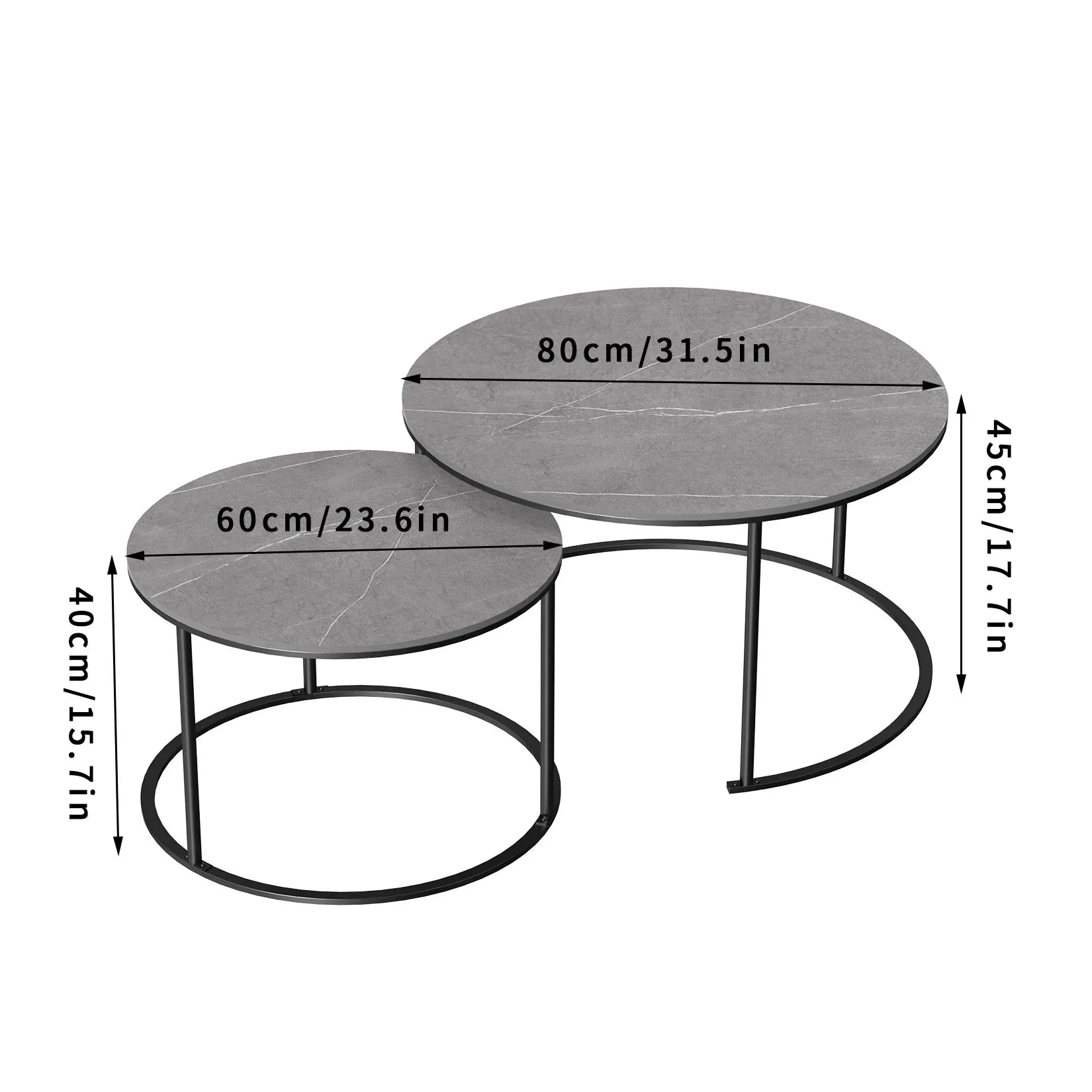 Duo minimaliste tables basses pierre métal ElleVitals