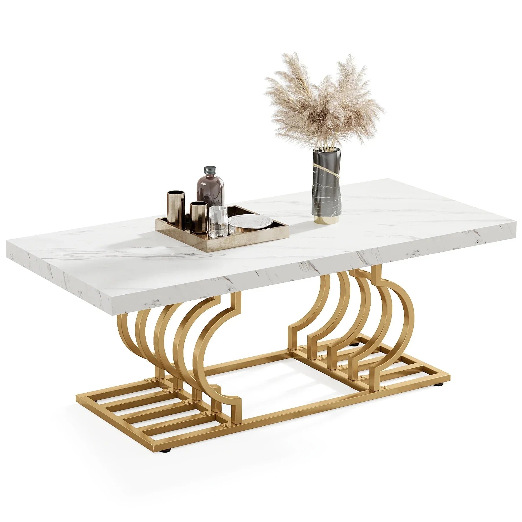 Table basse marbre et métal design géométrique ELLE VITALS