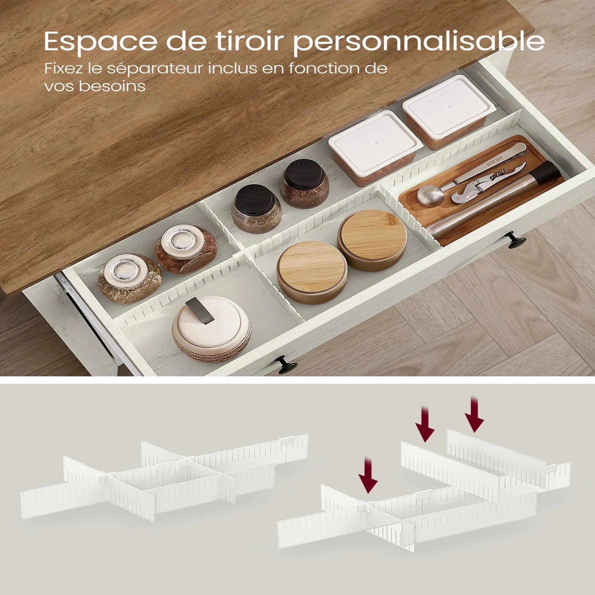 Buffet en bois avec tiroir et étagère ElleVitals