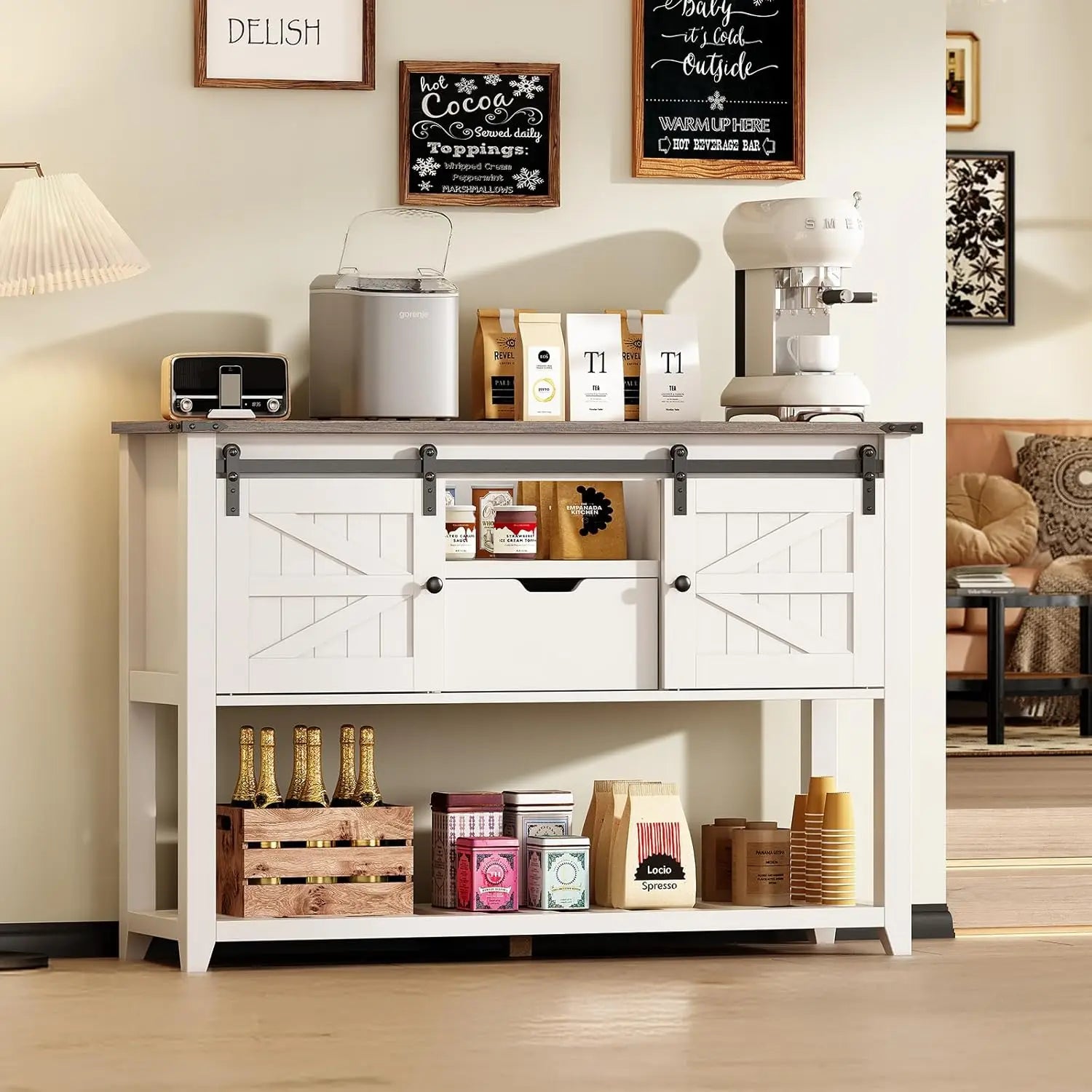 Console avec portes coulissantes
