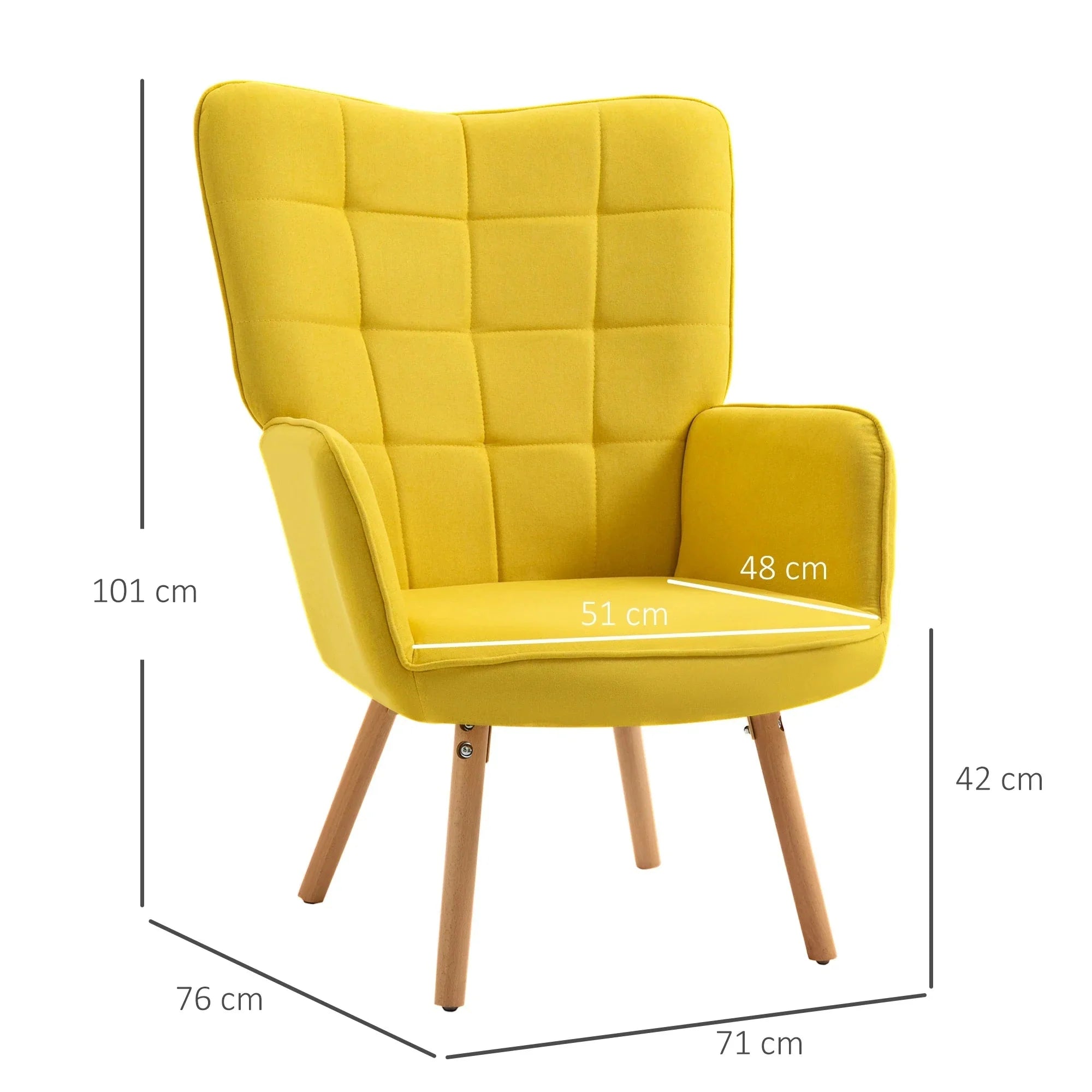 Fauteuil lounge jaune dossier haut ElleVitals