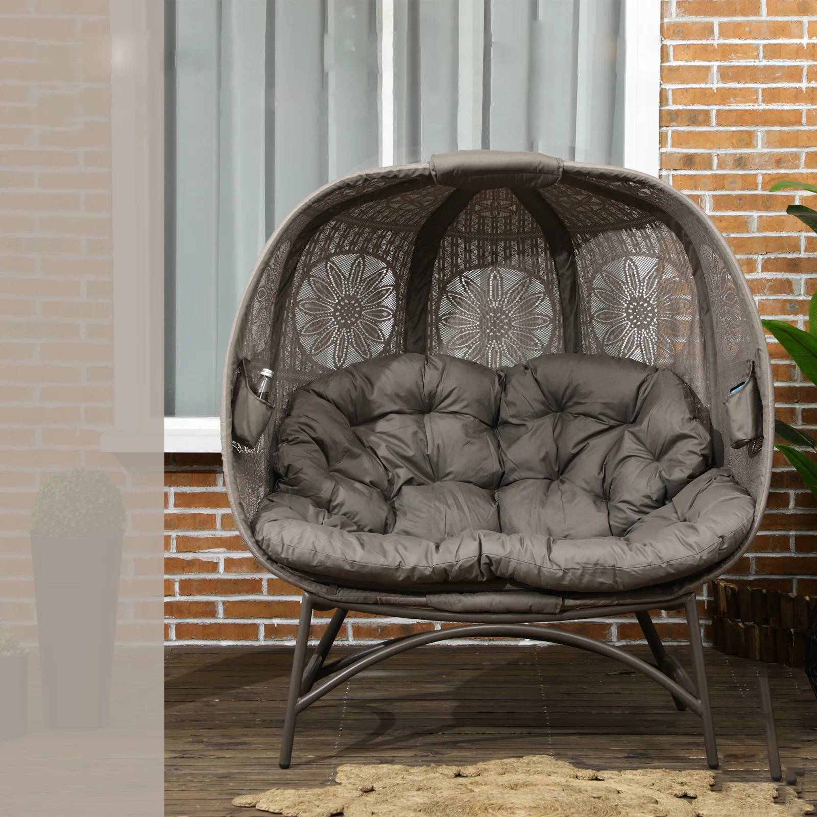 Fauteuil de jardin 2 places avec coussin pliable