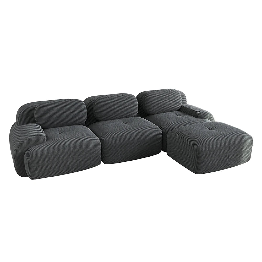 Canapé d’angle modulable en tissu côtelé