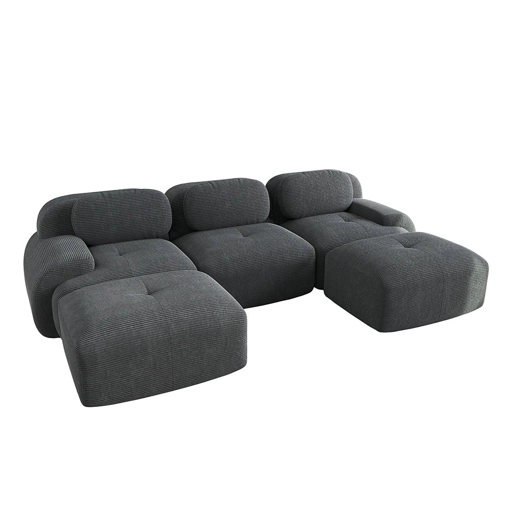 Canapé en U modulable en tissu côtelé