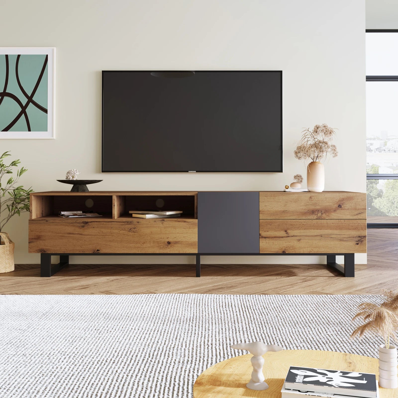 Meuble TV bois avec rangements
