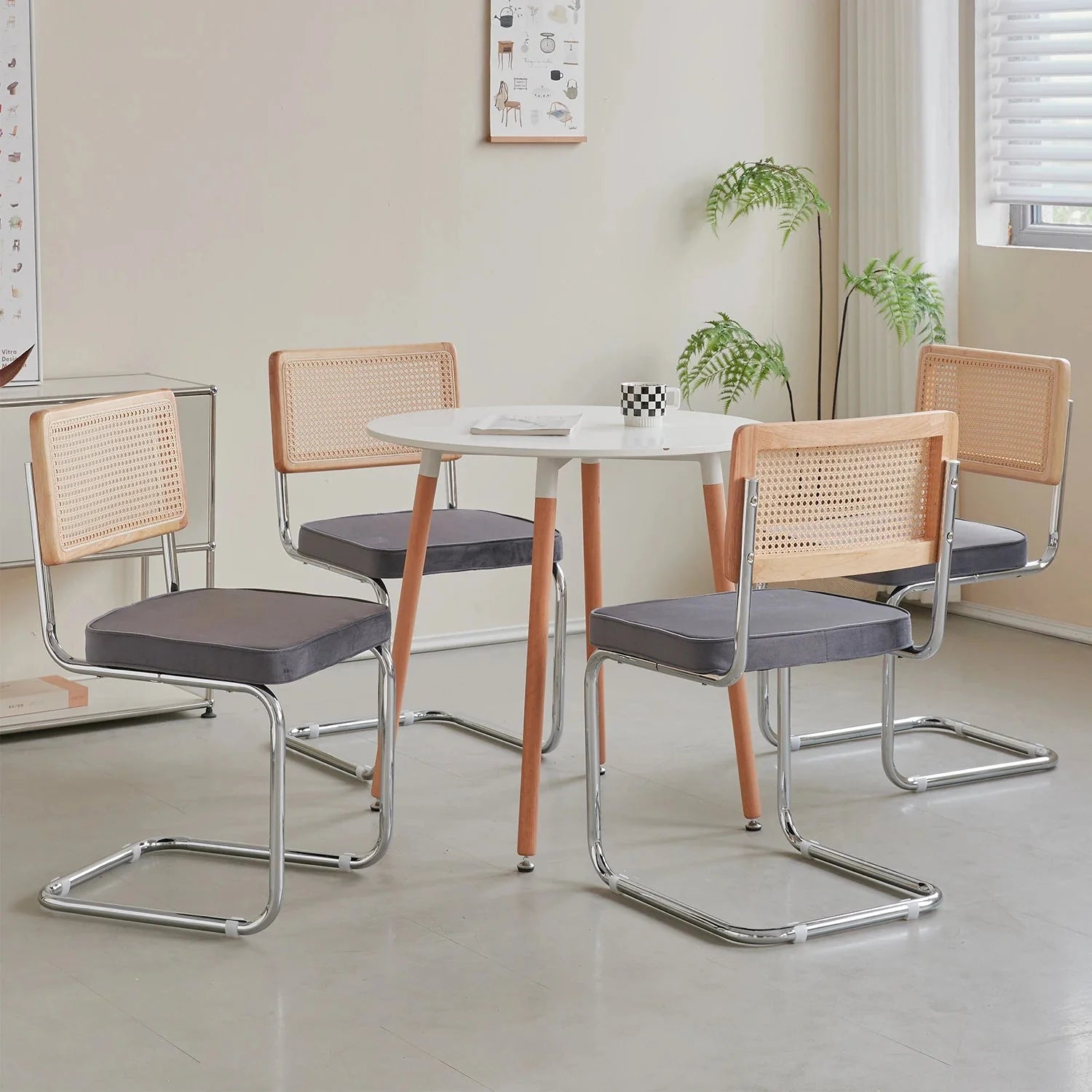 Chaises en rotin et velours ElleVitals