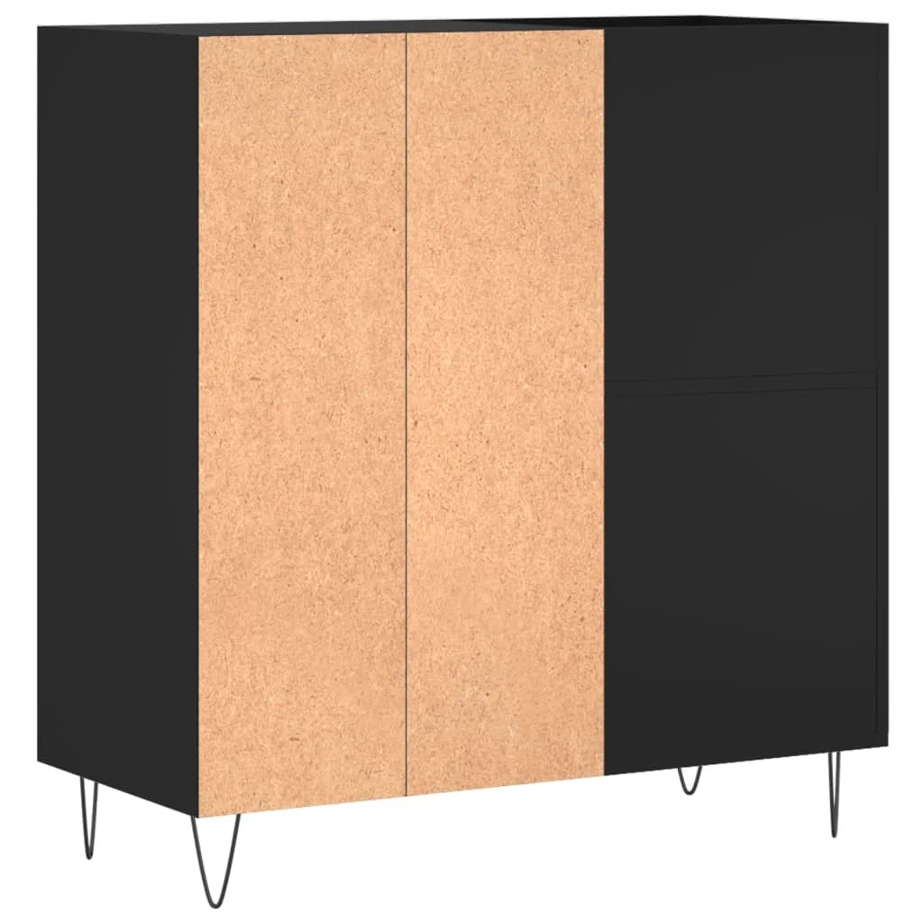Meuble vinyle noir avec pieds métal