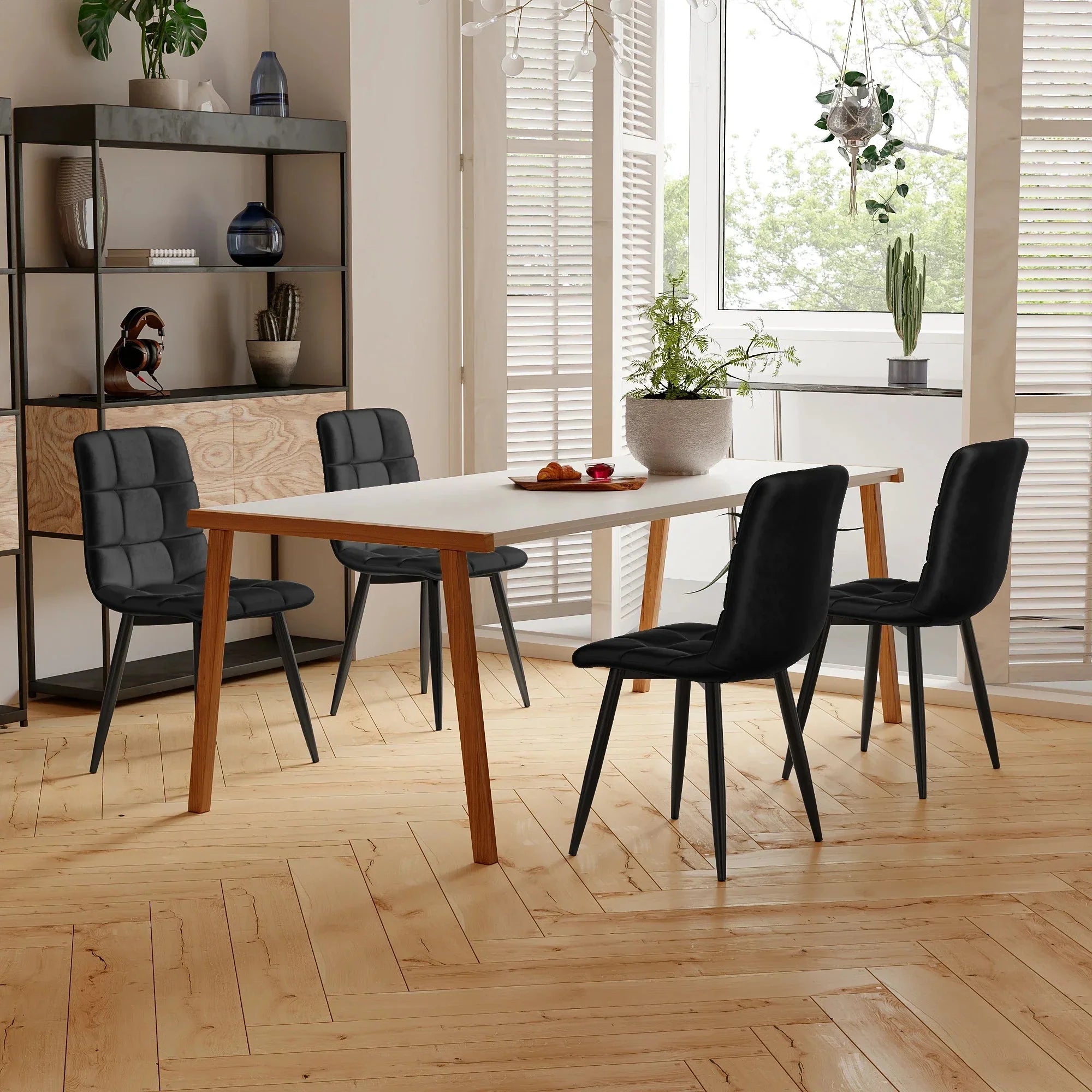 Lot de chaises en velours et métal ElleVitals