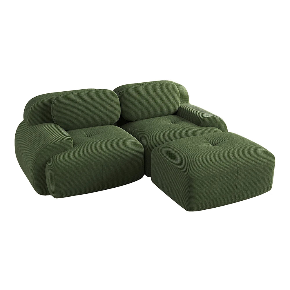 Canapé d’angle modulable en tissu côtelé
